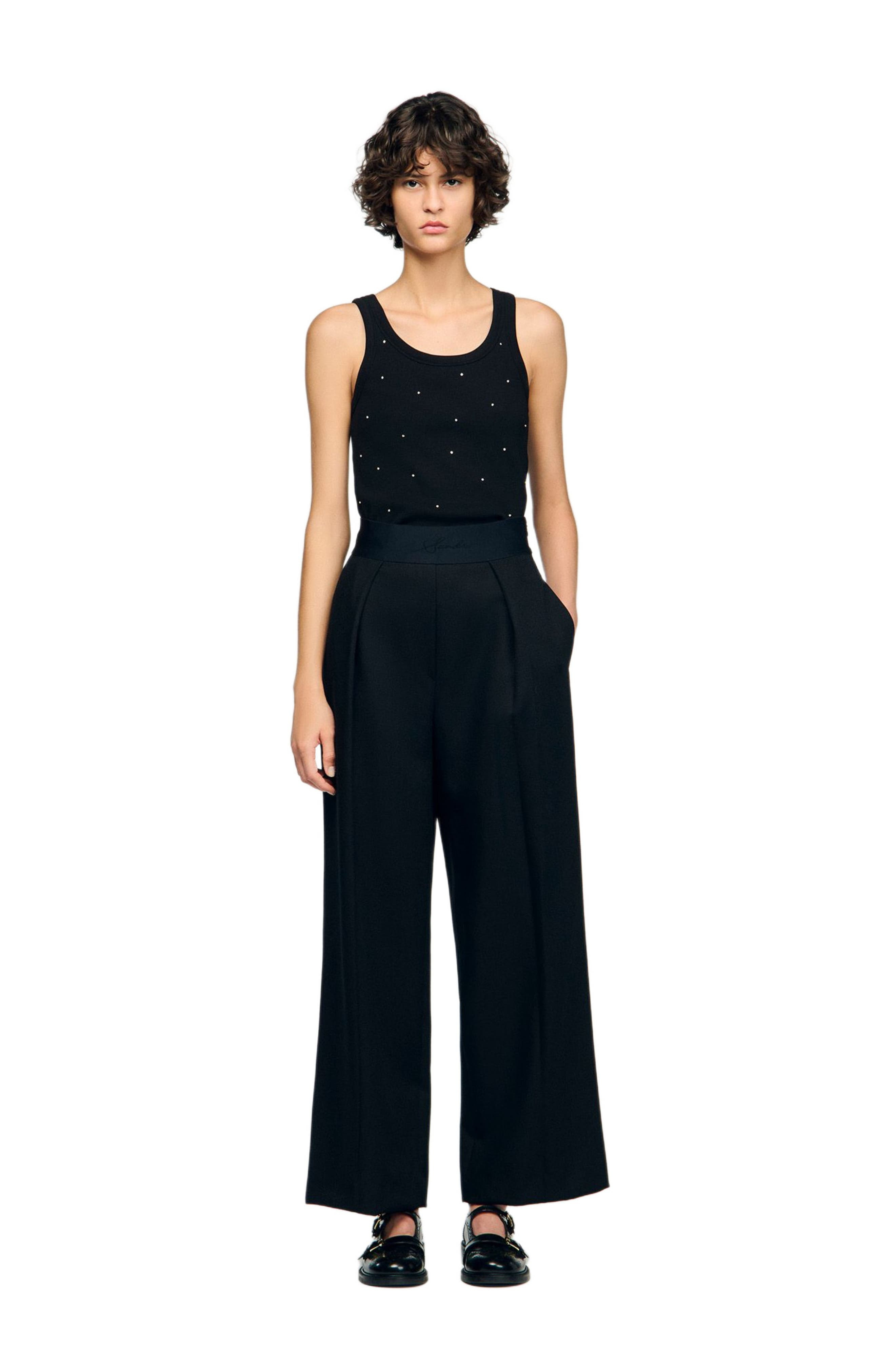 SANDRO Jersey tank with rhinestones in Black at Nordstrom - 6