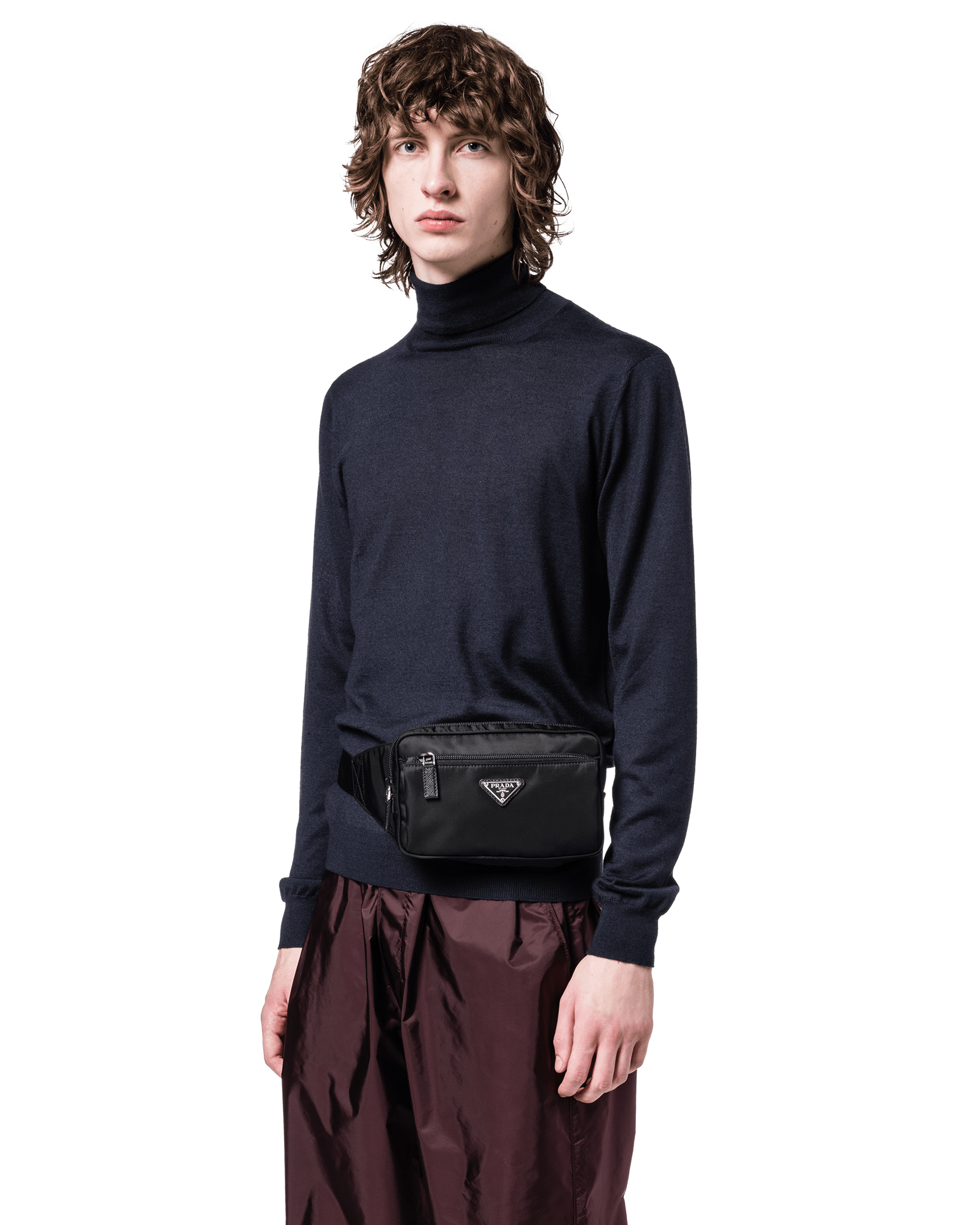 Re-Nylon and Saffiano leather belt bag - 2