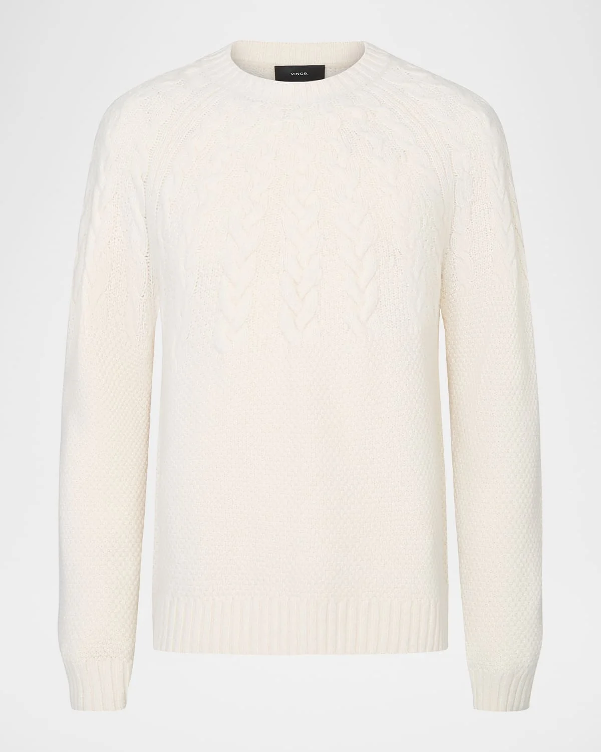 Men's Airspun Merino Wool Cable-Yoke Crewneck Sweater - 1