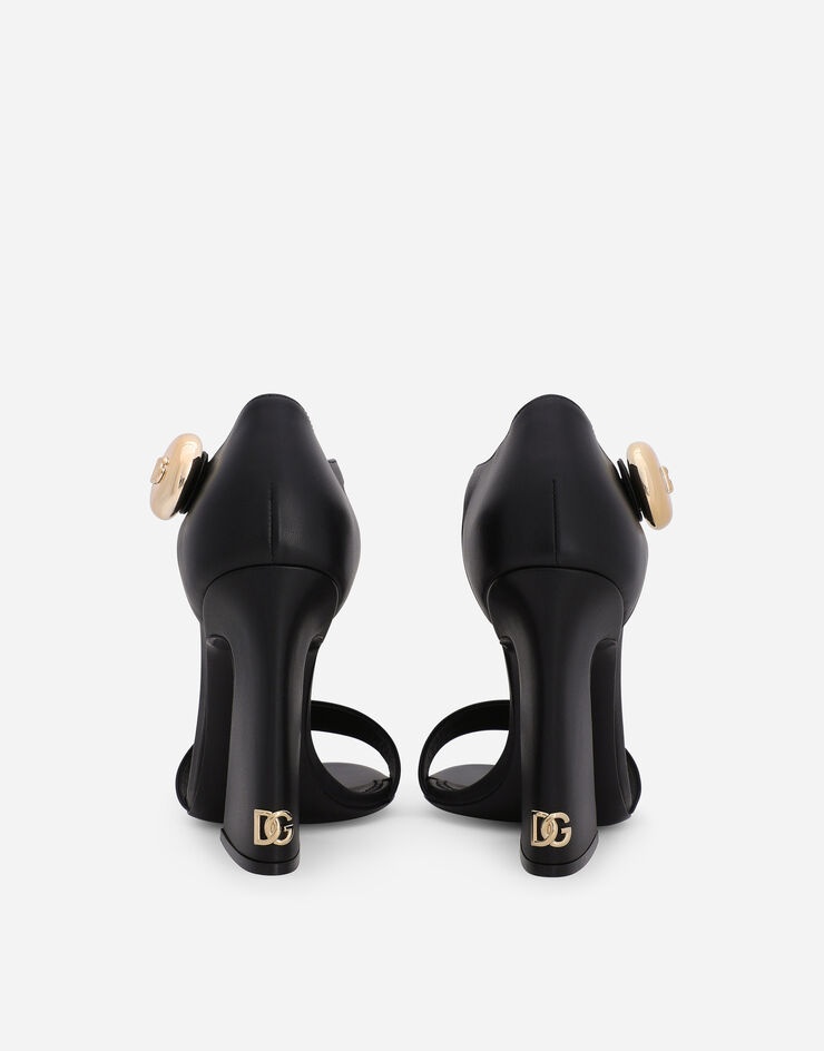Nappa leather sandals with geometric heel - 3