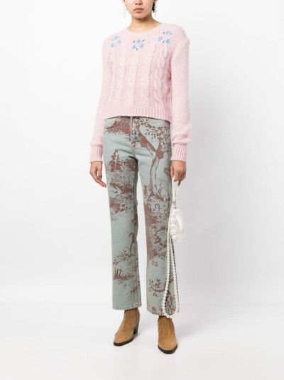 Molly Goddard Dorianna graphic-print cropped jeans outlook