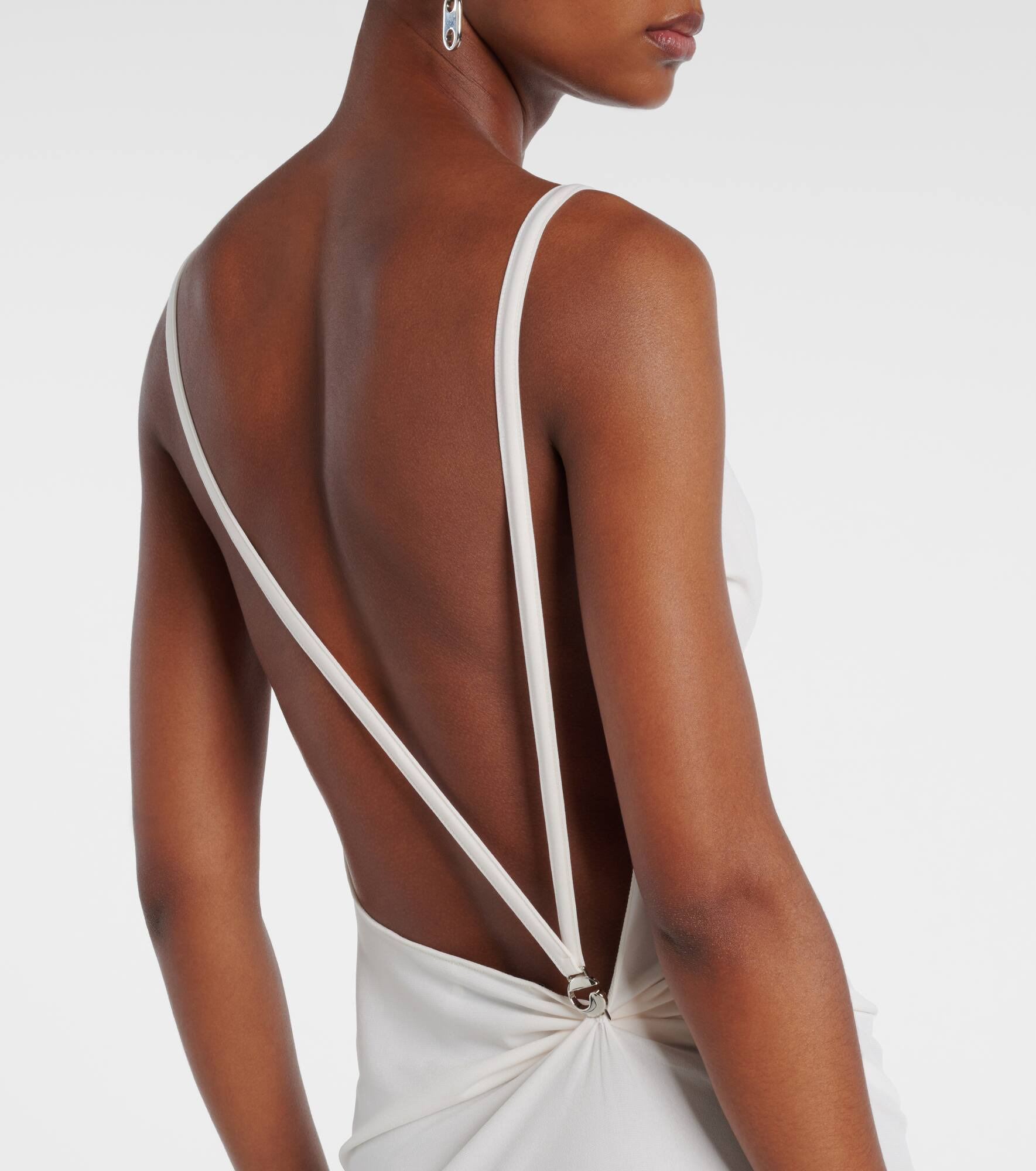 Draped open-back jersey maxi dress - 5