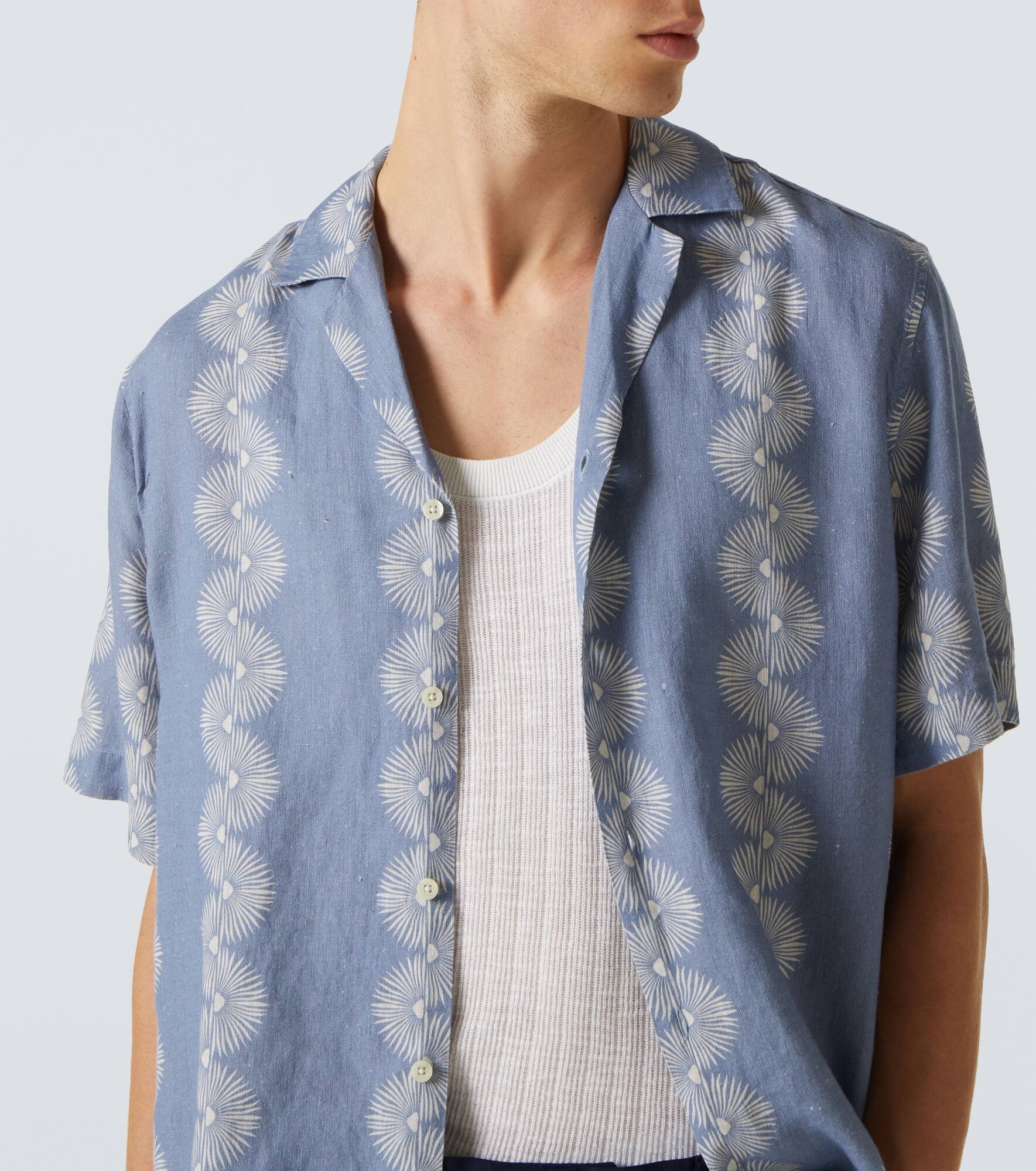 Roberto printed linen bowling shirt - 5