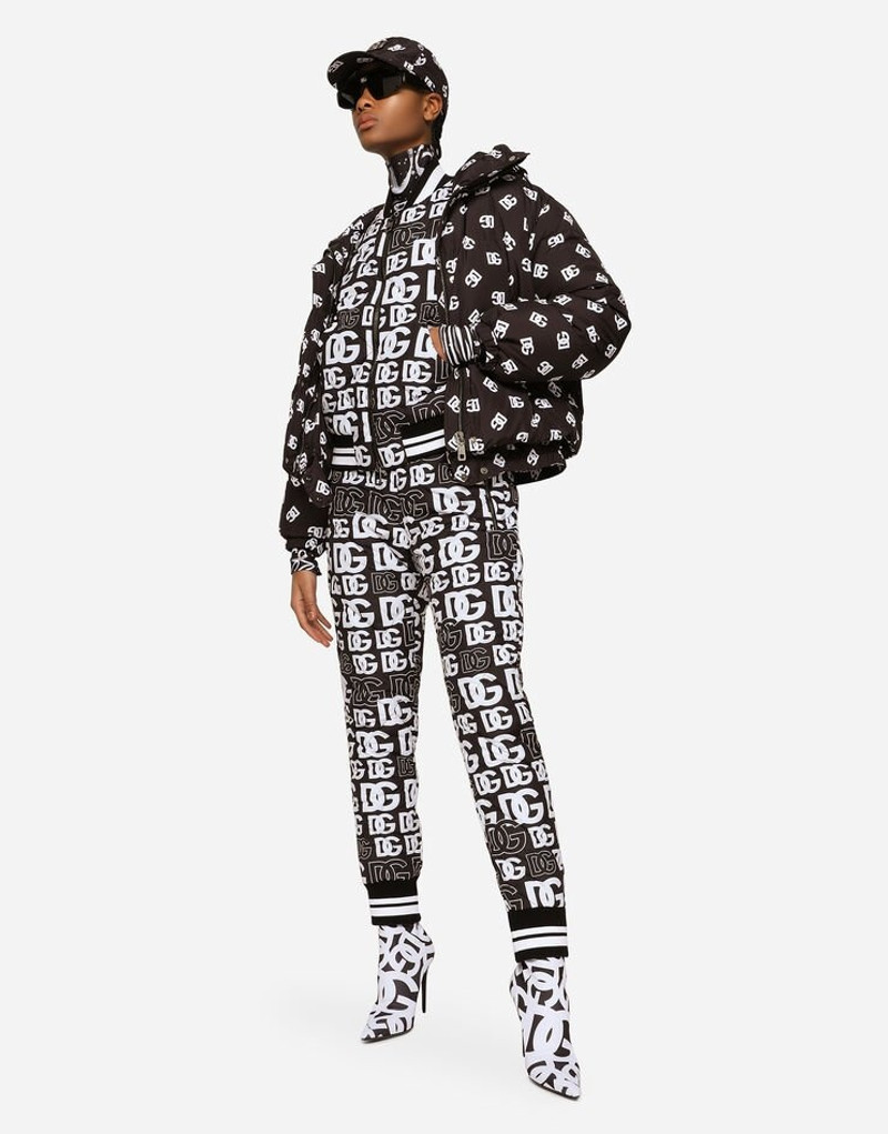 Nylon down jacket with all-over DG logo print 1