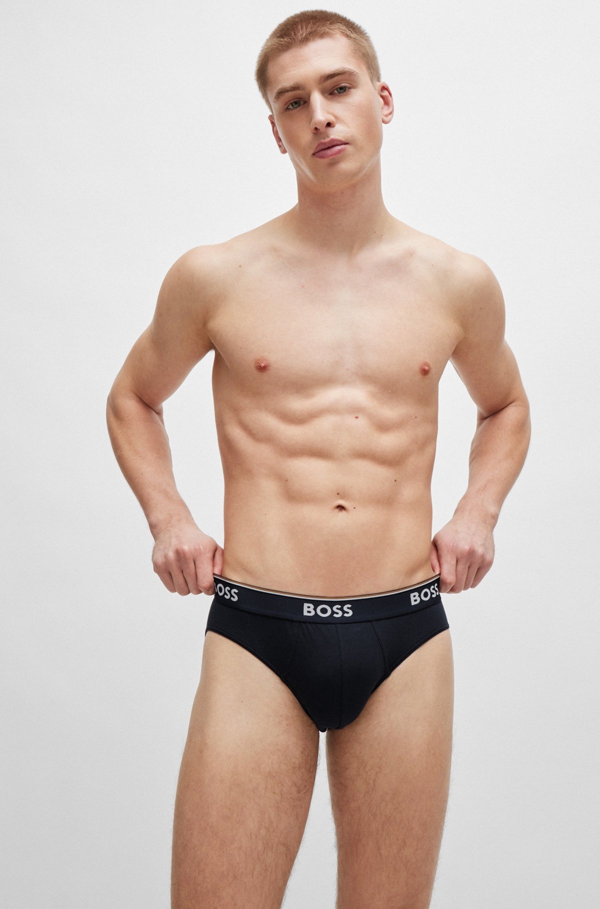 THREE-PACK OF STRETCH-COTTON BRIEFS WITH LOGO WAISTBANDS - 6