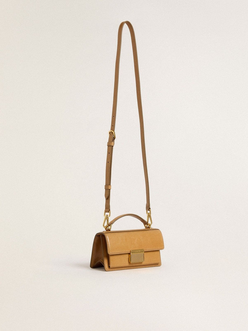 Golden Goose Small Venezia Bag in tobacco-colored leather with gold details outlook