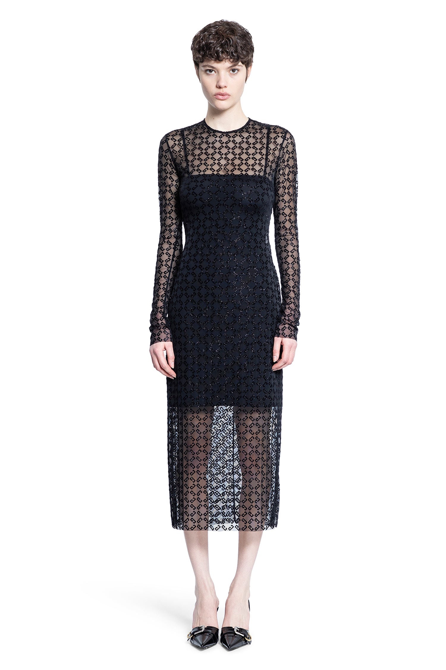 ワンピース Givenchy Mini Dress With Tulle Pattern Givenchy Jersey And Tulle Mini Dress Dresses in Black | Lyst