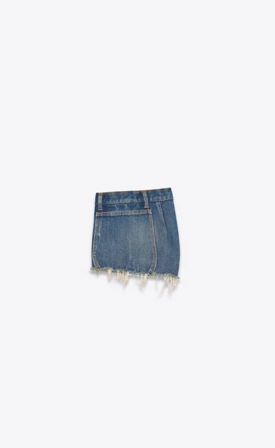 SAINT LAURENT raw-edge shorts in indigo sky blue denim outlook