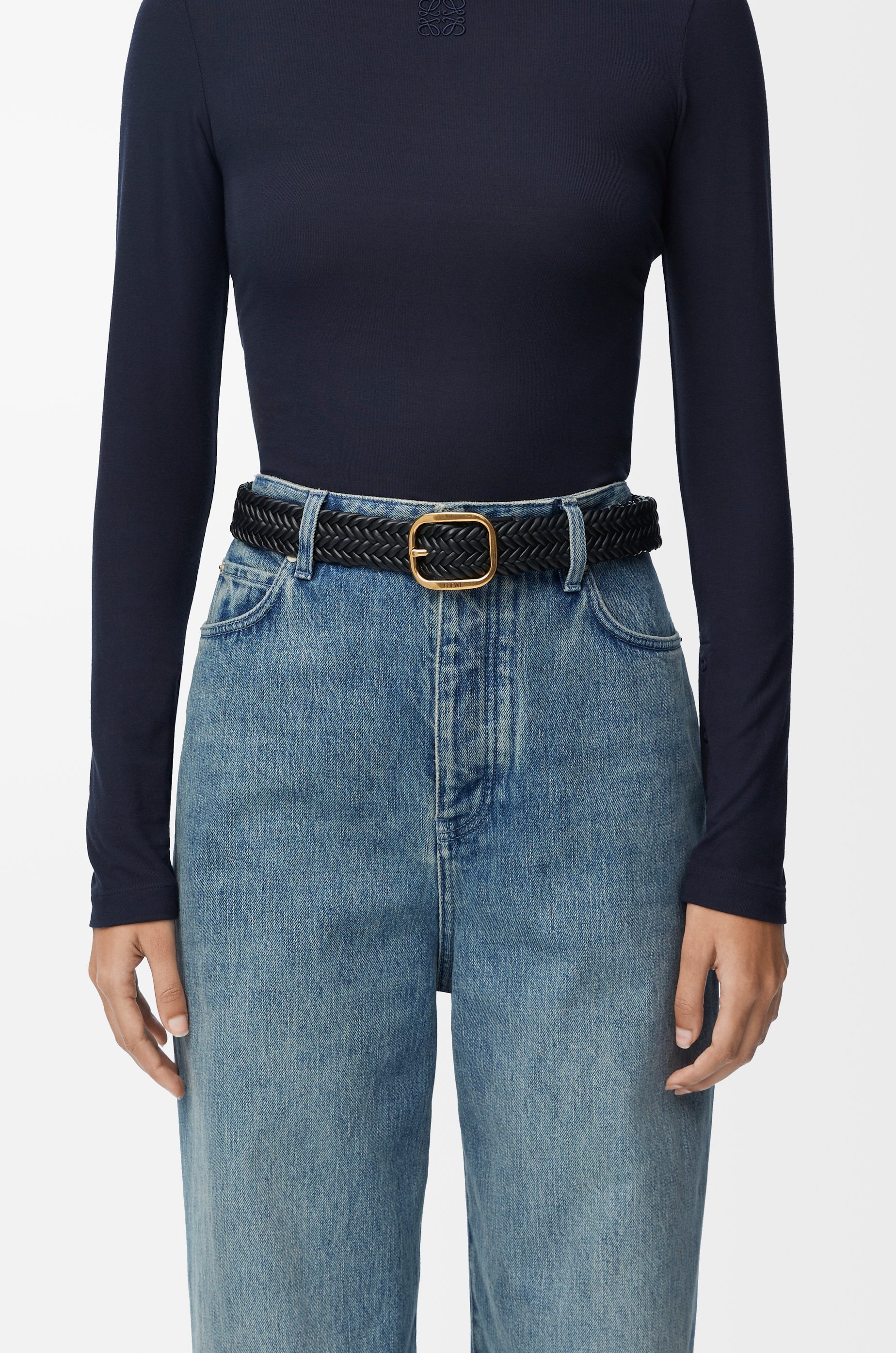 Rounded soft woven belt in calfskin - 2
