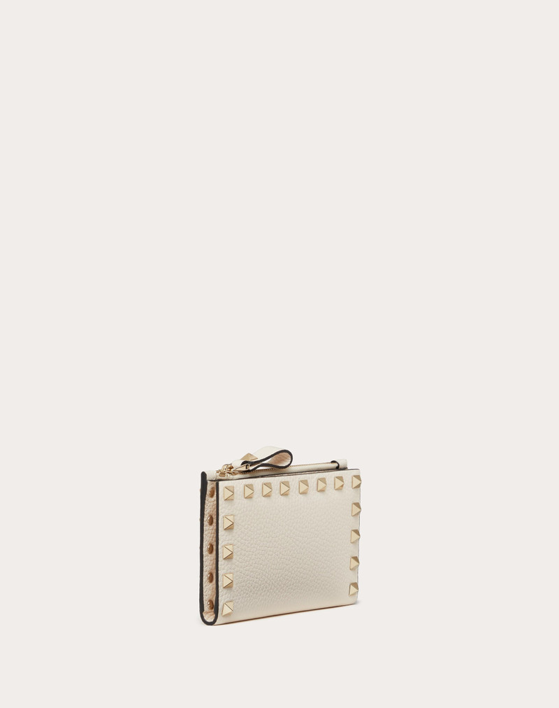 ROCKSTUD GRAINY CALFSKIN CARDHOLDER WITH ZIPPER 4