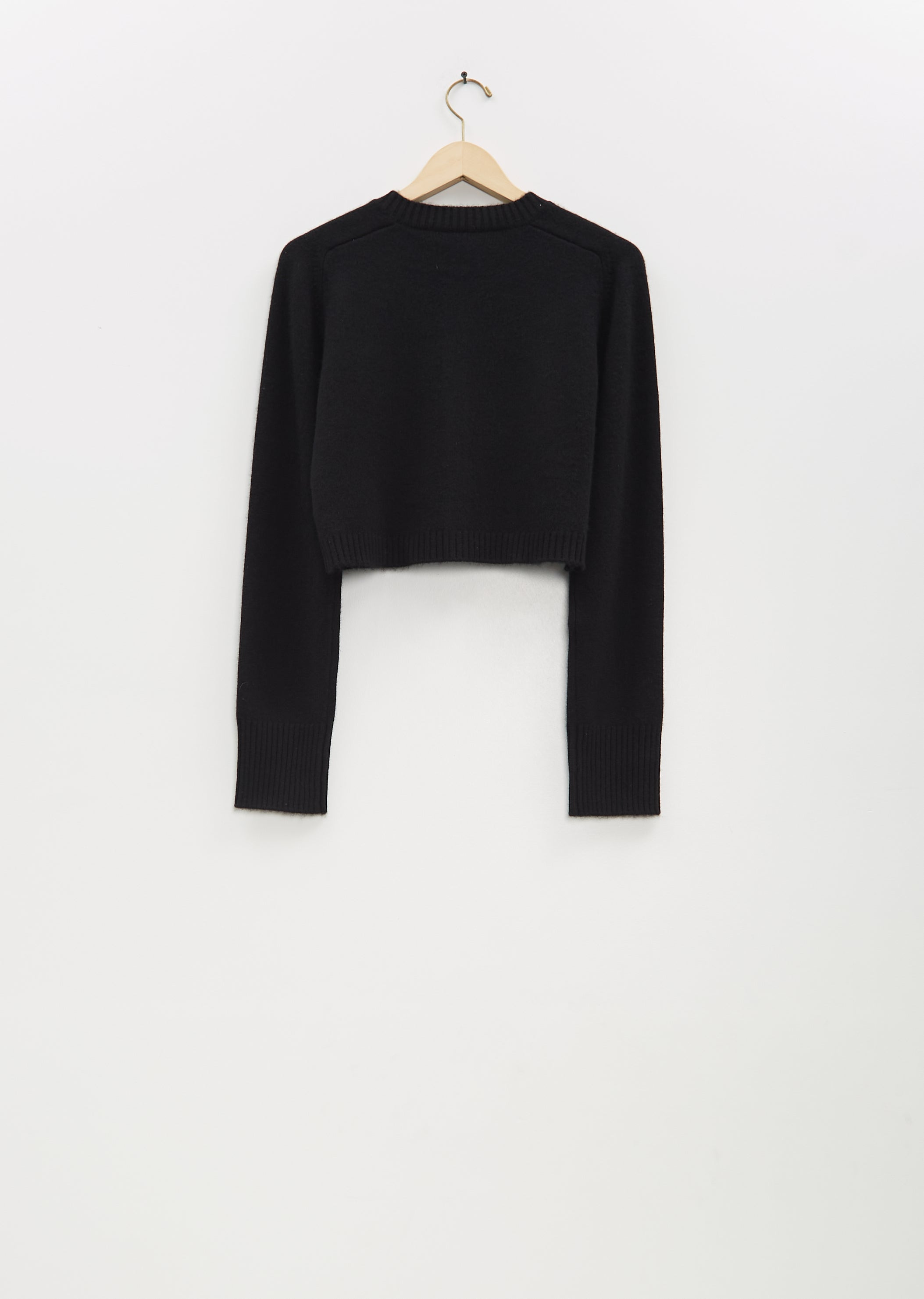 Zephir Cashmere Cropped Cardigan — Black - 6