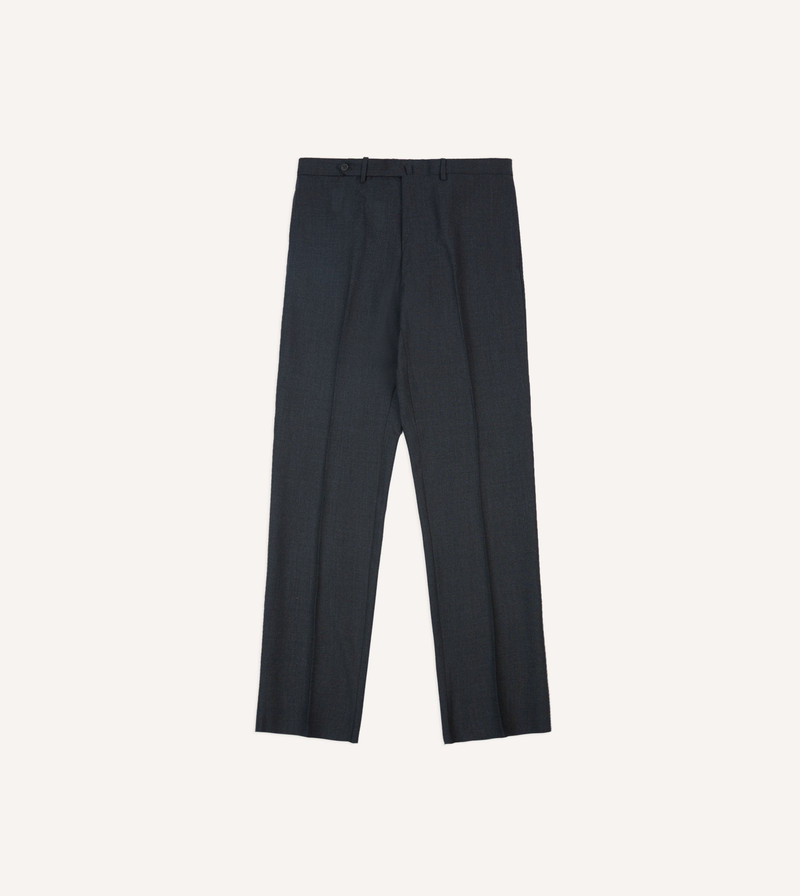 Charcoal Tropical Wool Flat Front Trouser 1