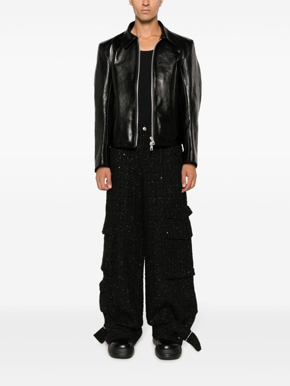 widw-leg tweed cargo trousers - 2
