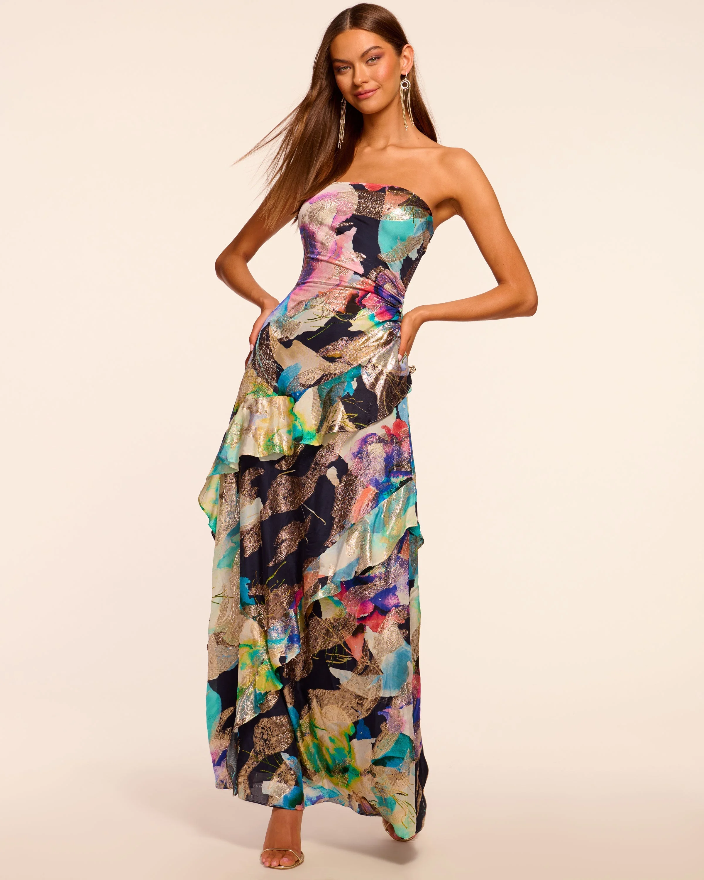 Dominika Strapless Jacquard Gown - 1