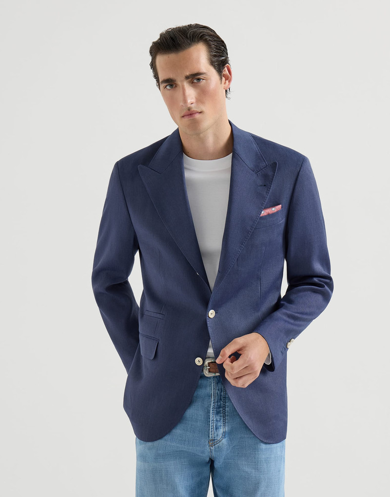 Linen, virgin wool and mohair gabardine Tailor blazer with peak lapels 2