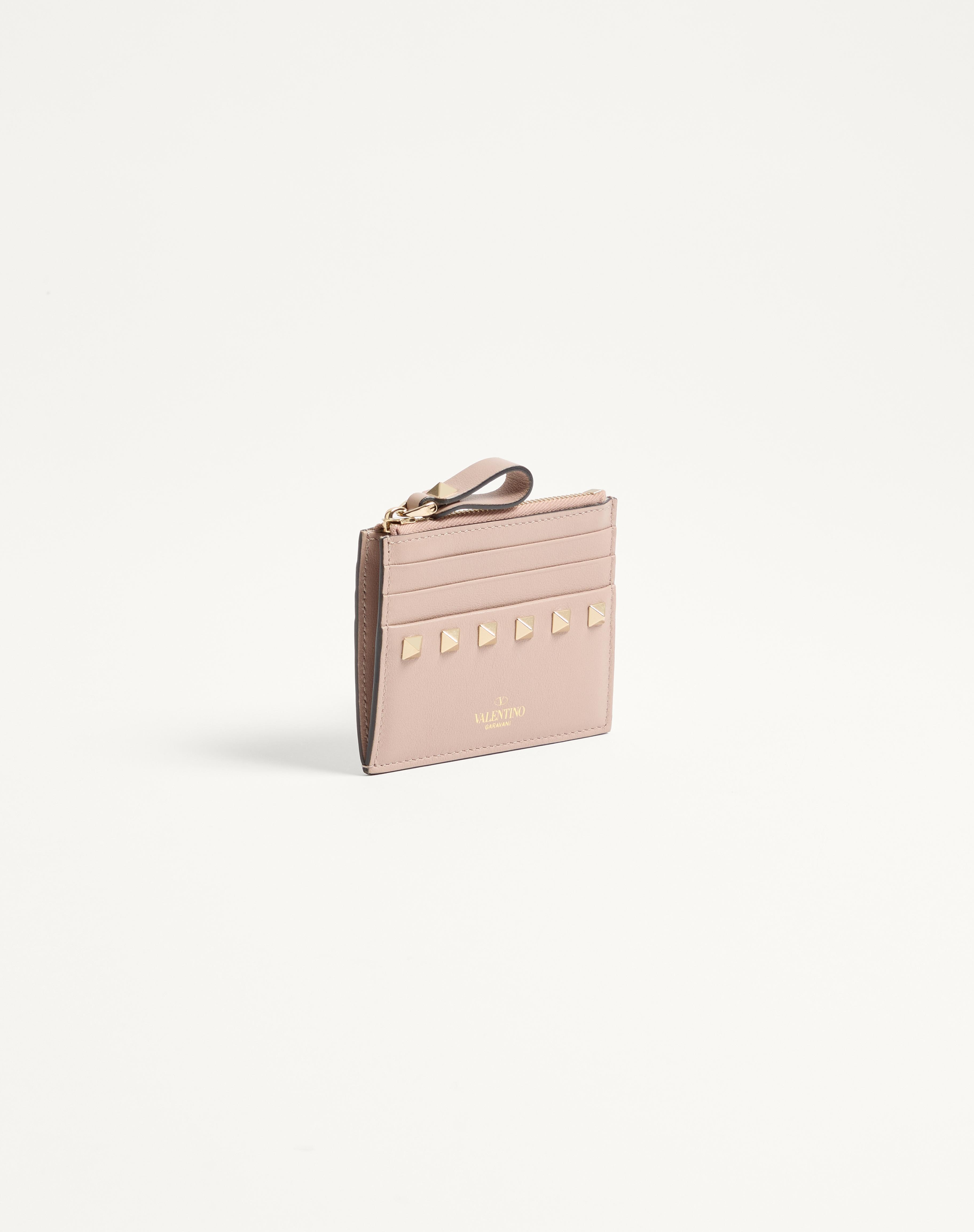 ROCKSTUD CALFSKIN CARDHOLDER WITH ZIPPER - 4