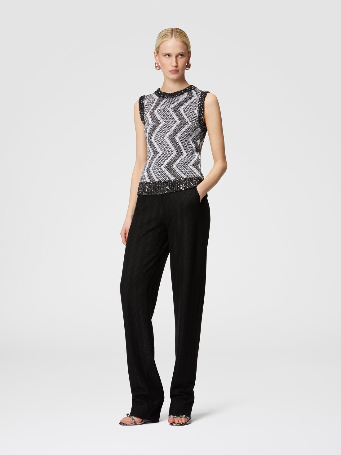 Vest with macro zig zag and sequins - 2