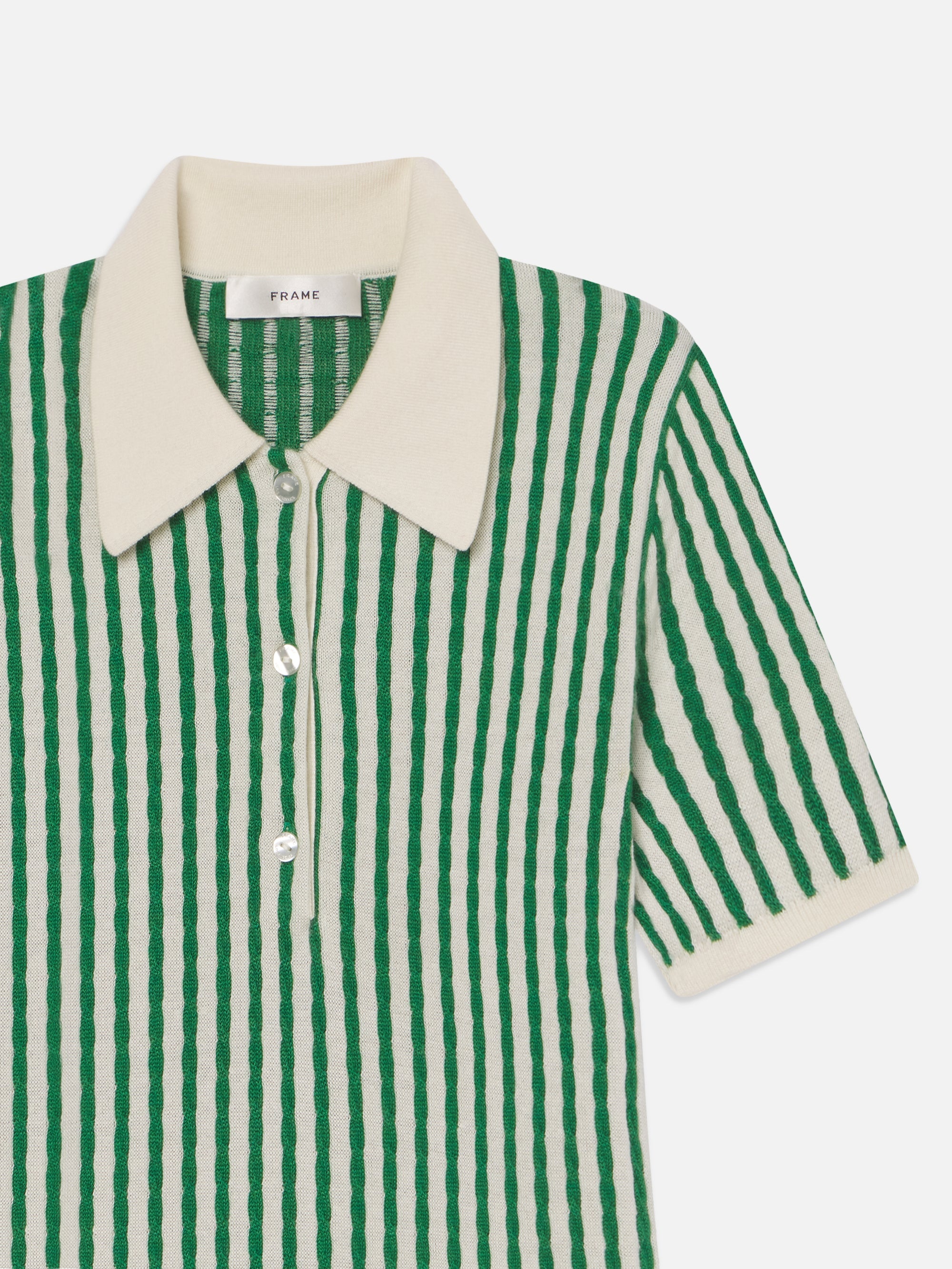 The Cable Polo Dress in Kelly Green Multi - 4