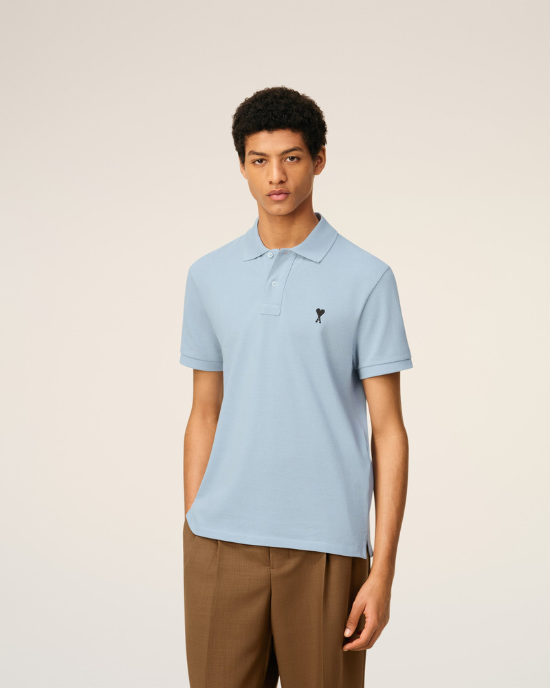 BLUE COTTON CONTRASTED AMI DE COEUR POLO SHIRT 3
