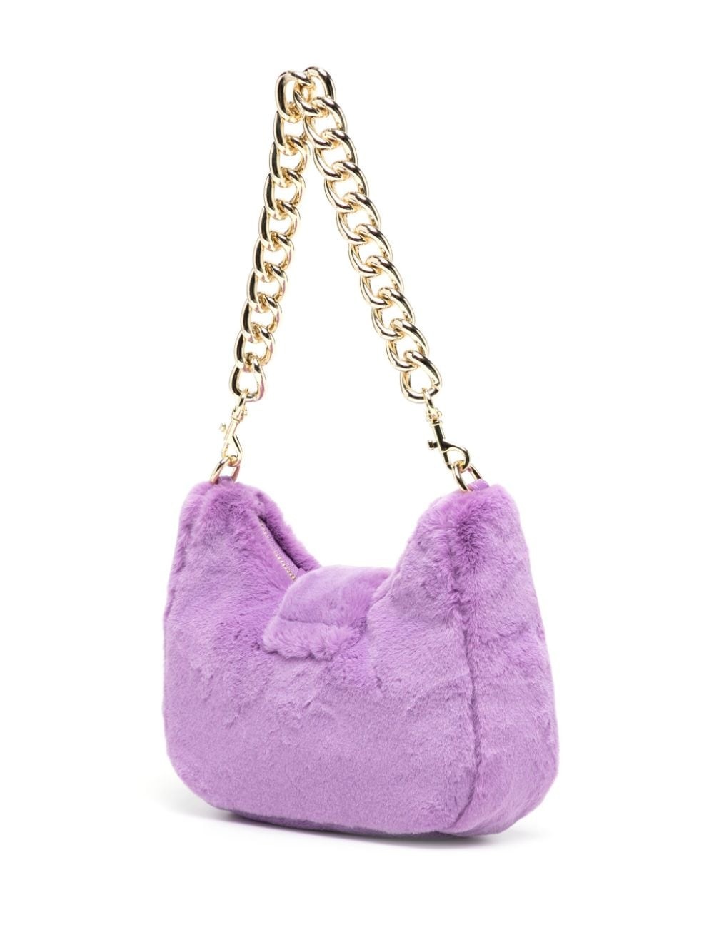 faux-fur engraved-logo shoulder bag - 3