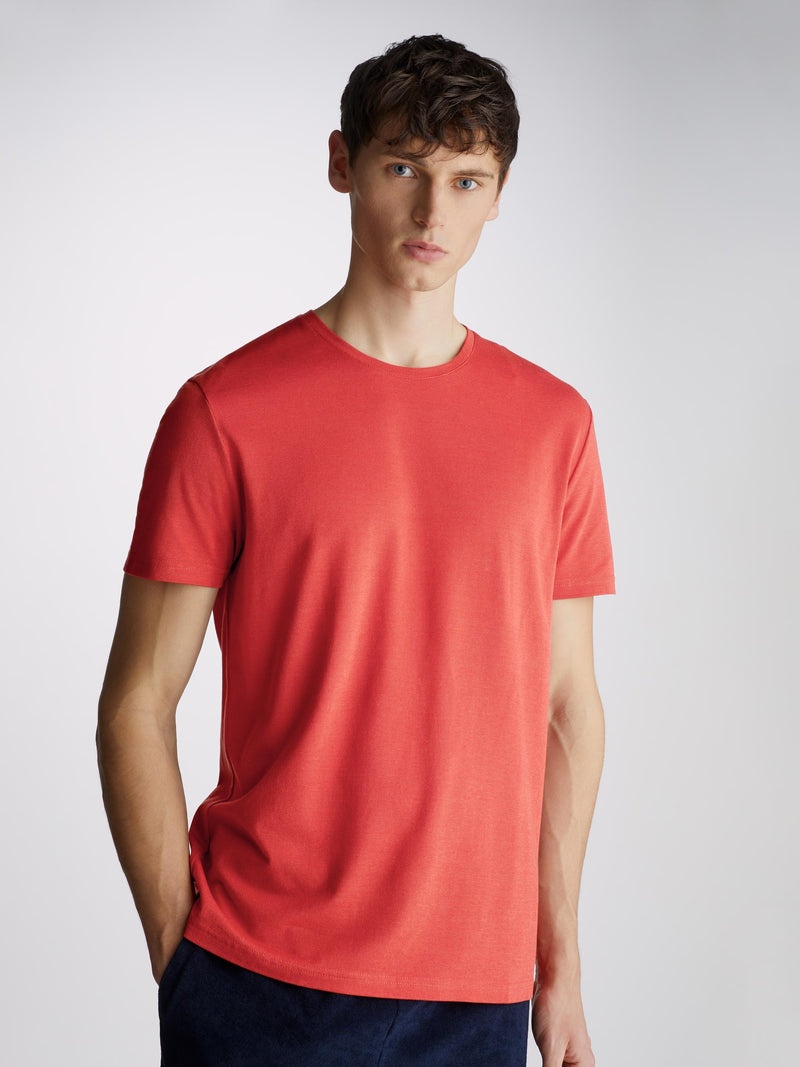 Men's T-Shirt Ramsay Pique Cotton Tencel Red - 2