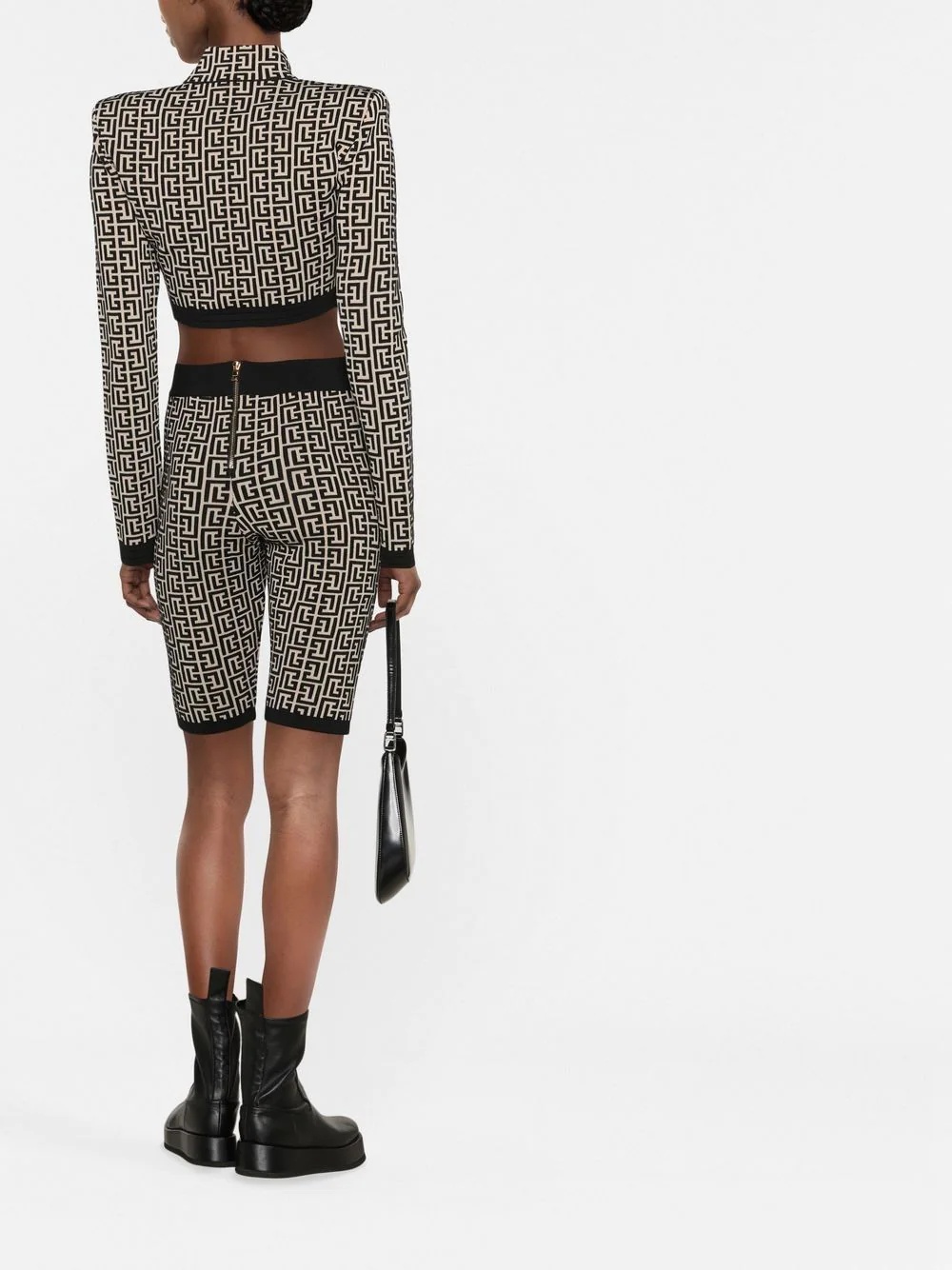 monogram-print knitted shorts - 3