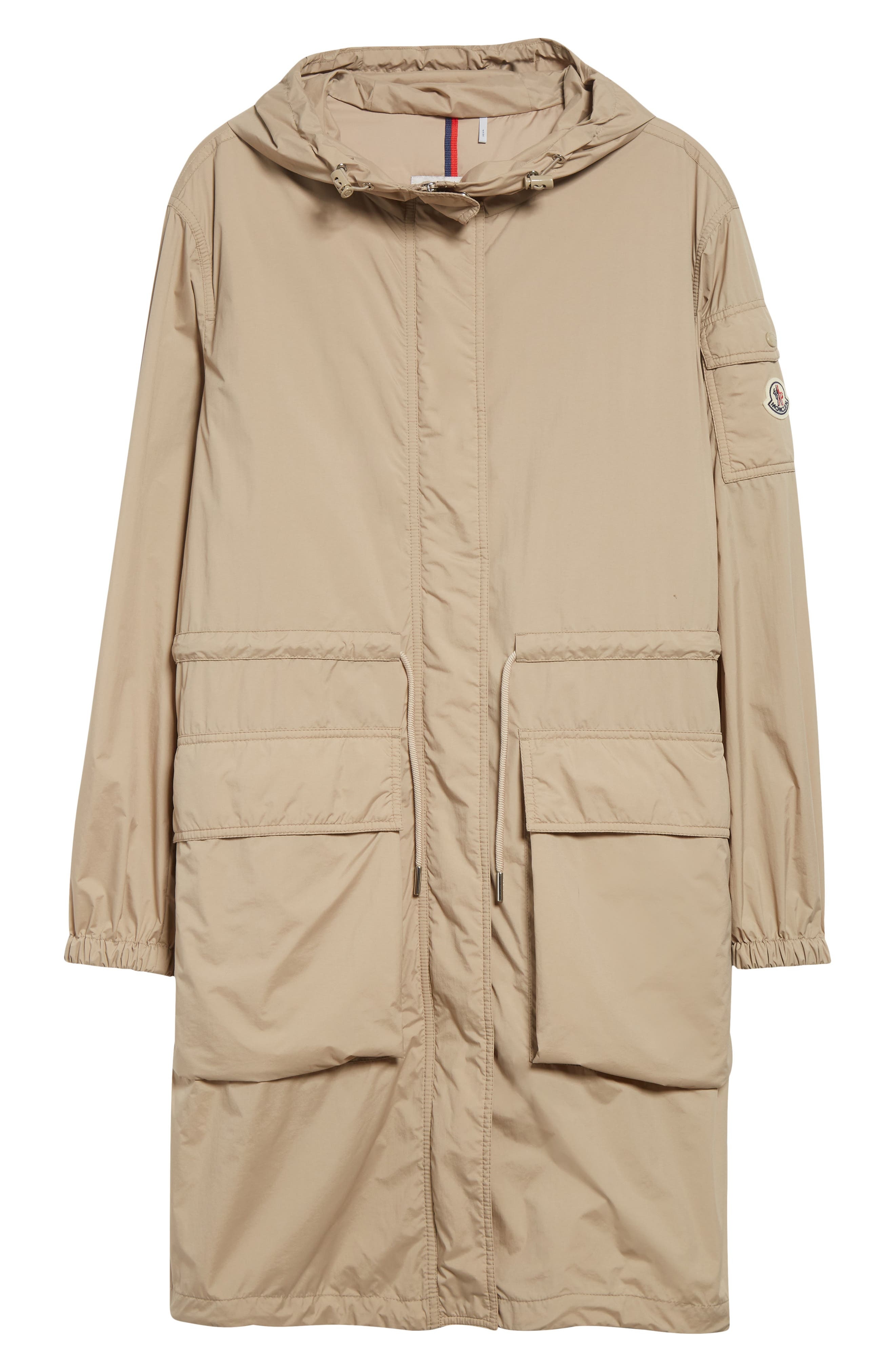 Moncler Nouilles Hooded Longline Coat in Beige at Nordstrom - 7