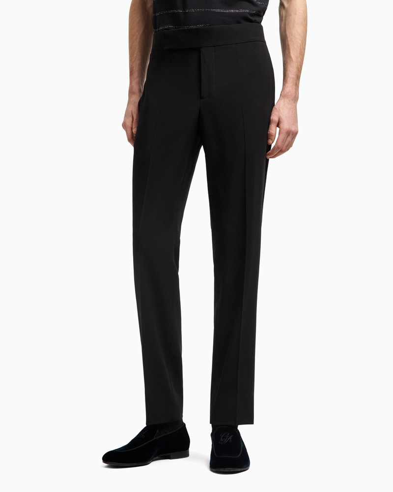 GIORGIO ARMANI FLAT-FRONT TROUSERS IN WOOL CREPE outlook