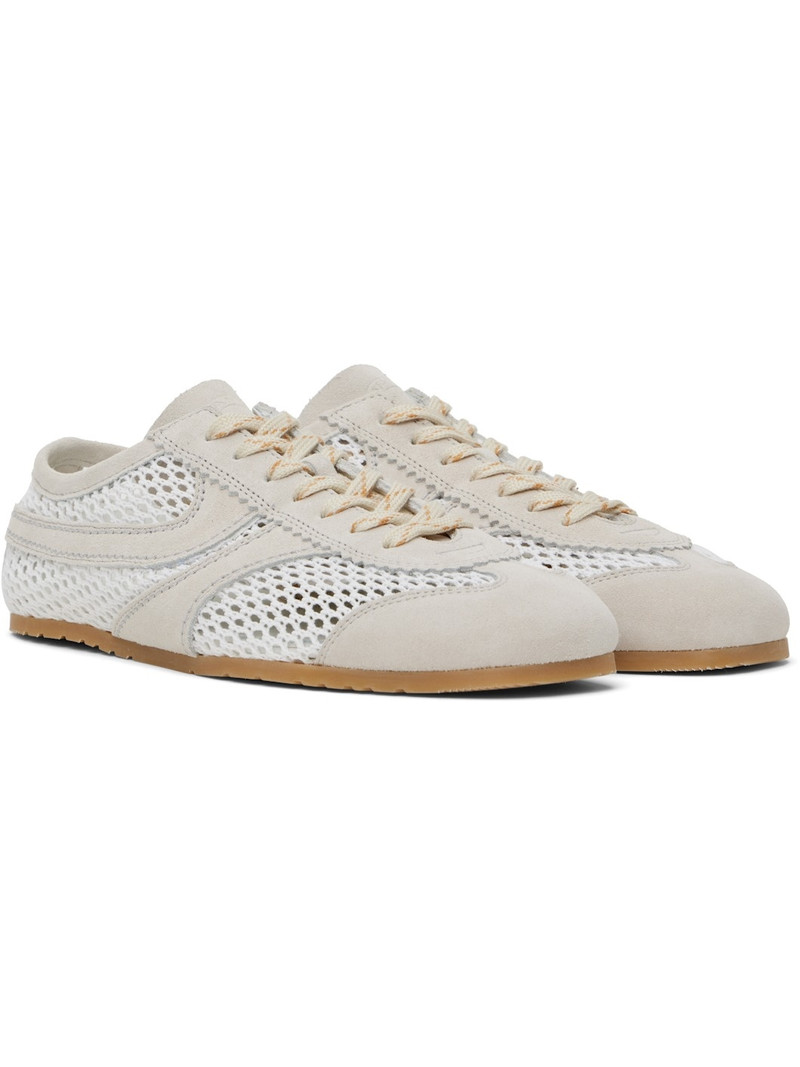 White & Beige Suede Sneakers 4