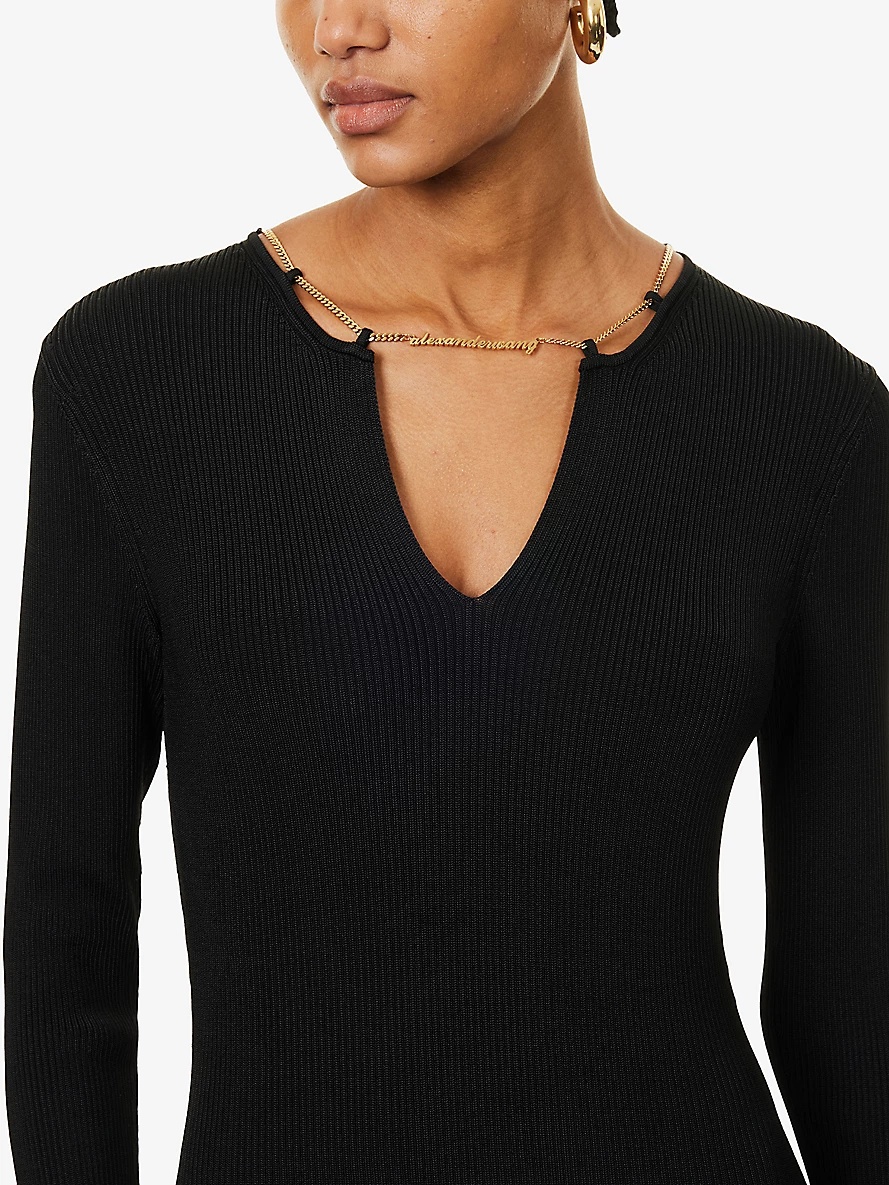 Alexander Wang Ribbed necklace knitted maxi dress selfridges