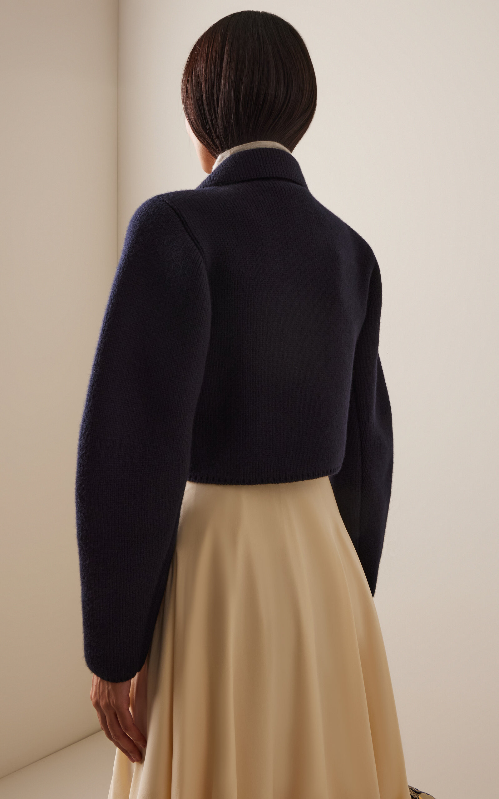 Felted Wool-Blend Blouson Top navy - 4