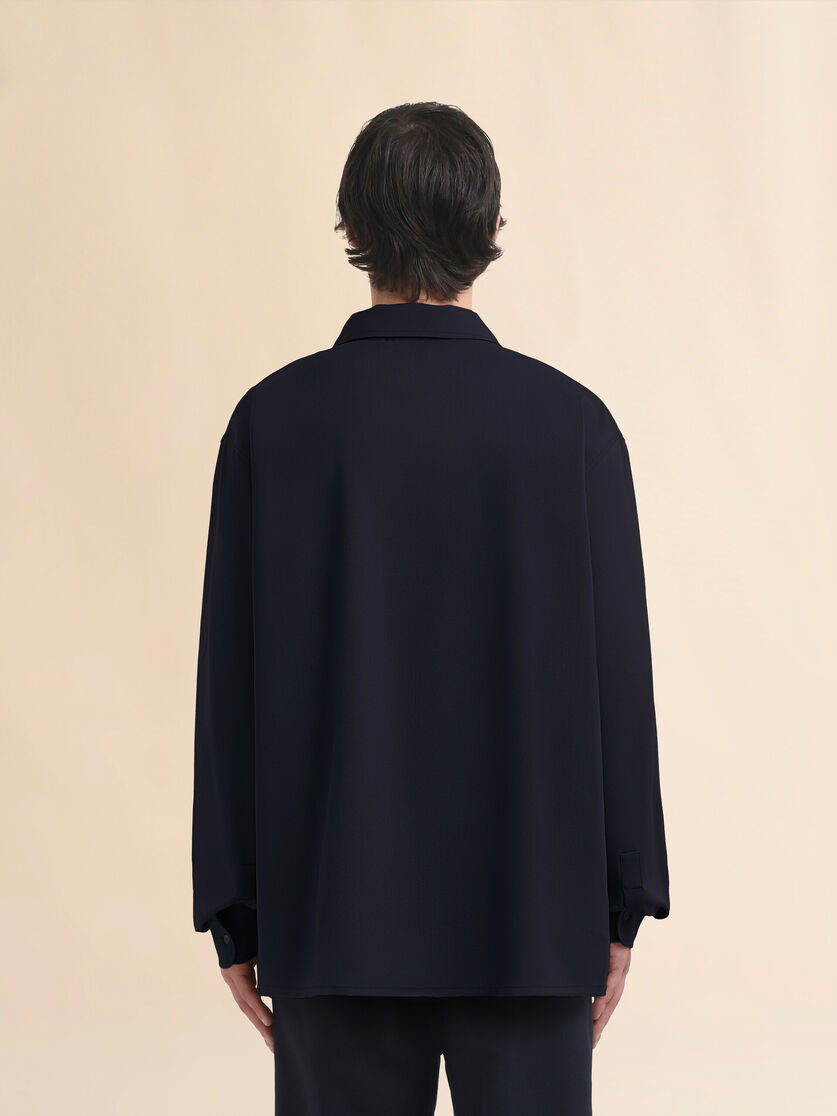 DEEP BLUE TROPICAL WOOL SHIRT WITH MARNI MENDING - 3