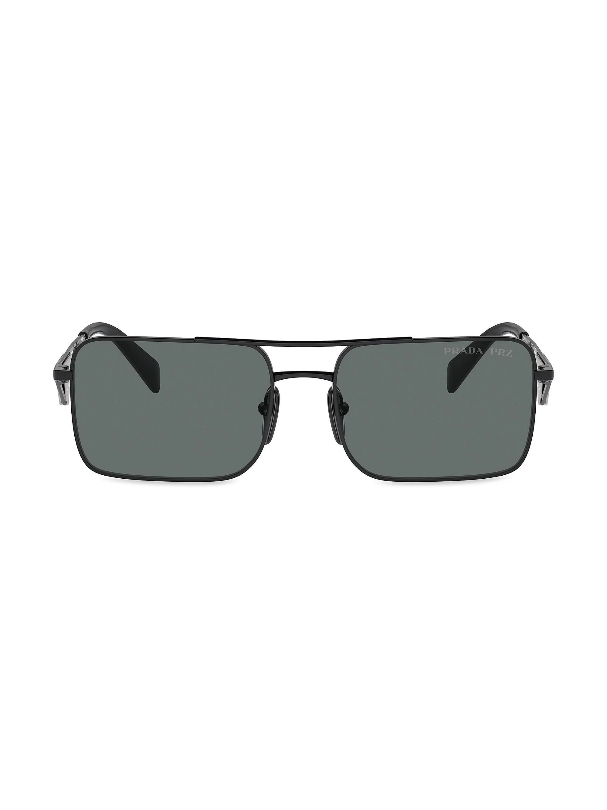 Men's A52S 56MM Rectangular Sunglasses - Black Smoke - 1