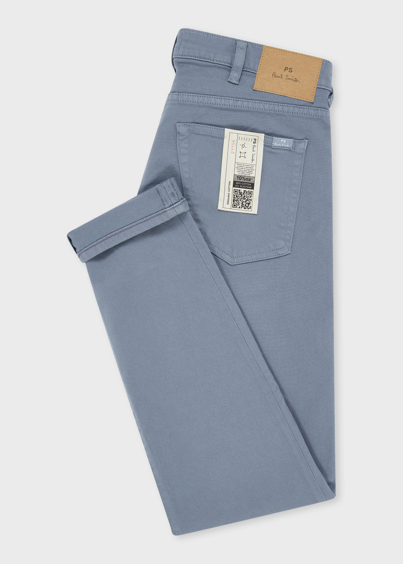 Paul Smith Tapered-Fit Powder Blue Garment-Dyed Organic Cotton-Stretch Jeans outlook