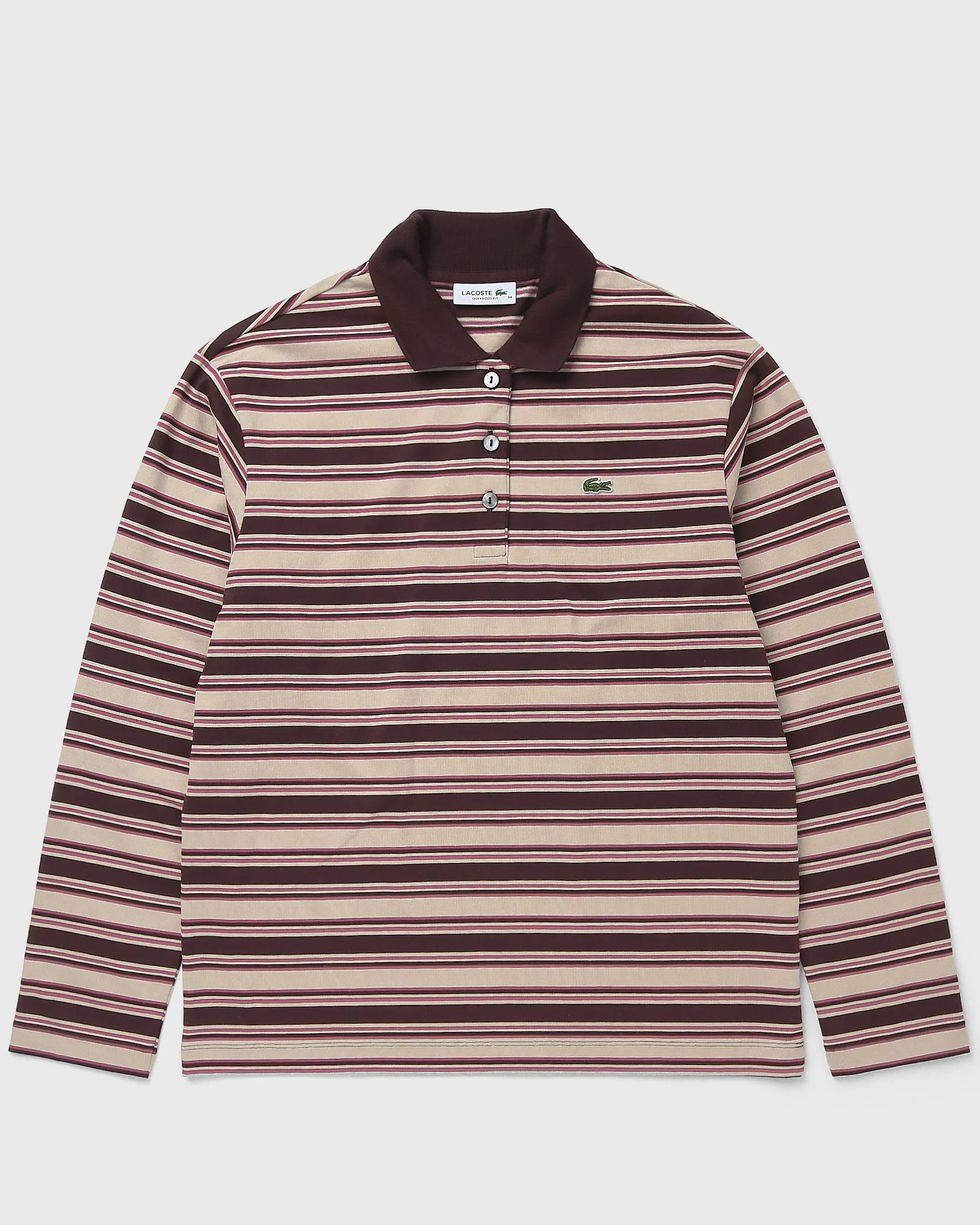 Oversized Striped Long Sleeved Polo Shirt - 1