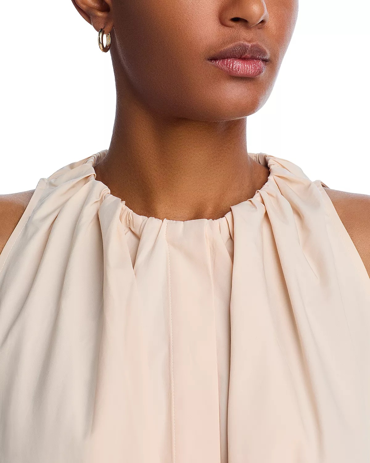 Gathered Cotton Poplin Tunic Top - 4