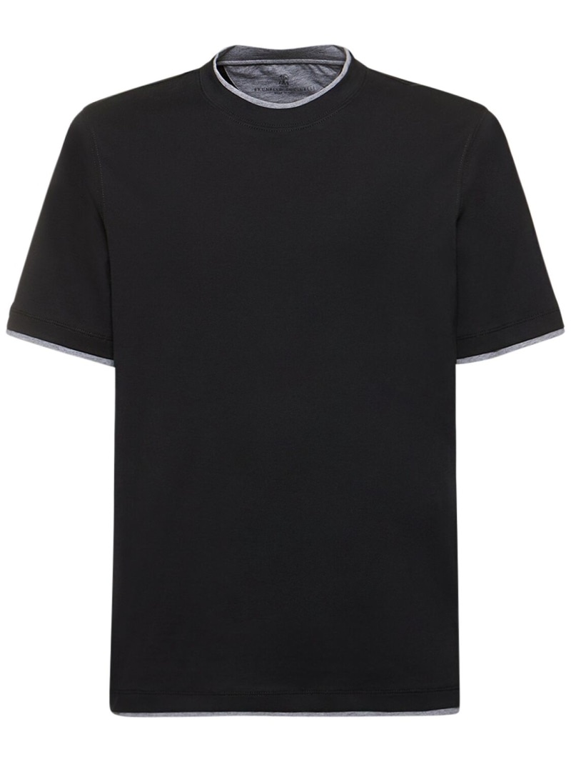 Layered cotton jersey solid t-shirt - 1