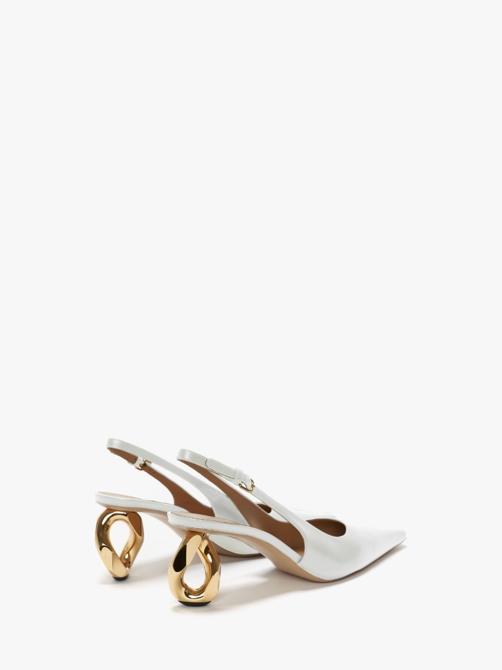 CHAIN HEEL LEATHER SLINGBACK SANDALS - 3