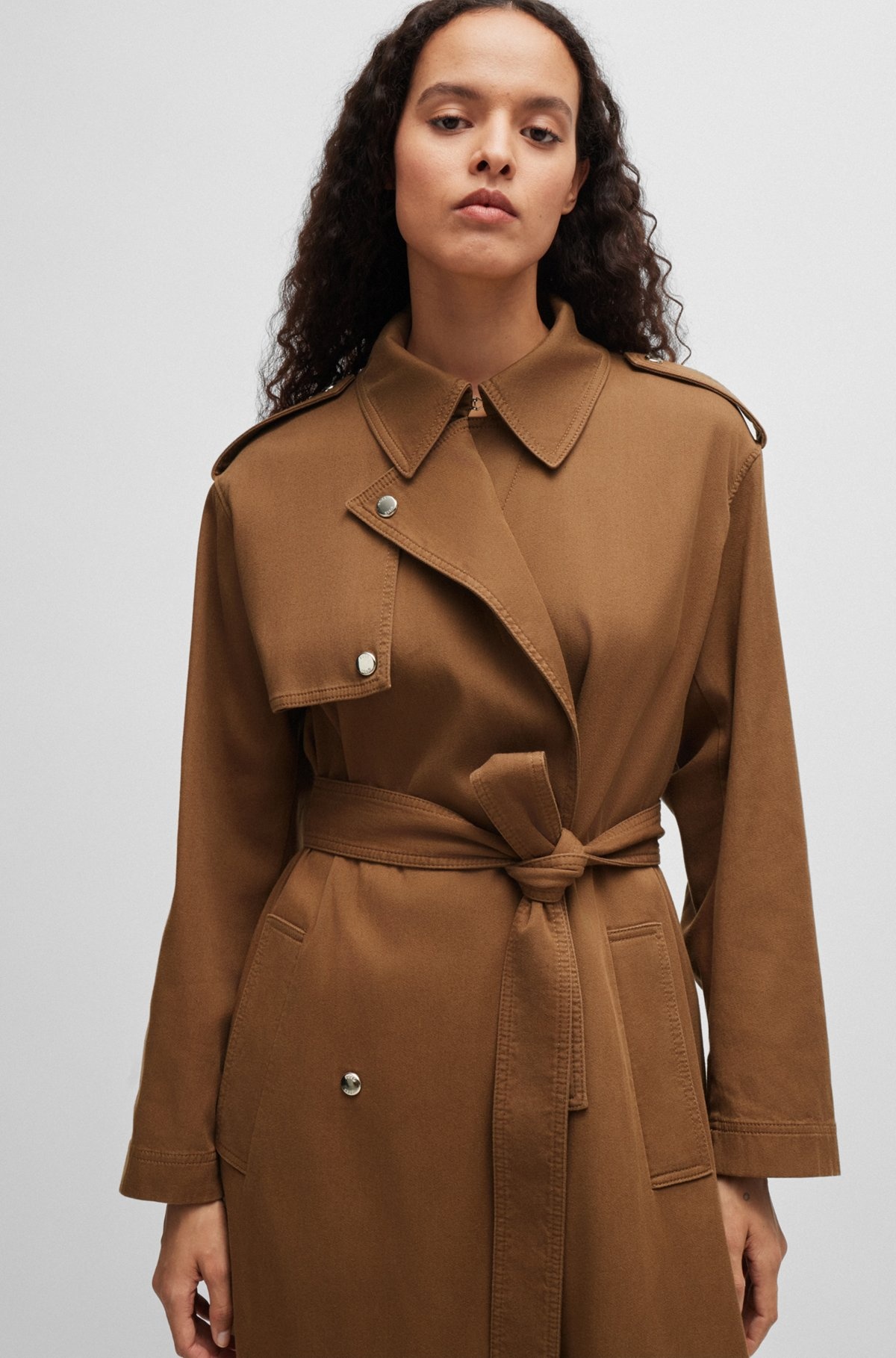 BELTED TRENCH COAT WITH HARDWARE TRIMS - 5