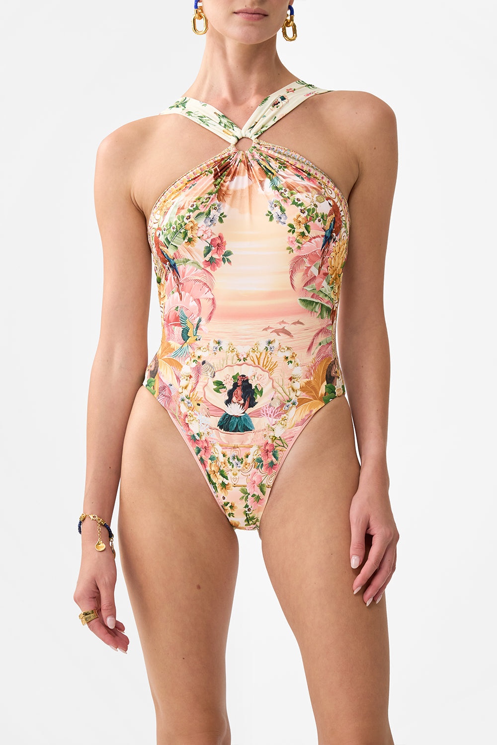 HIGH NECK ONE PIECE WITH TRIMS - 5