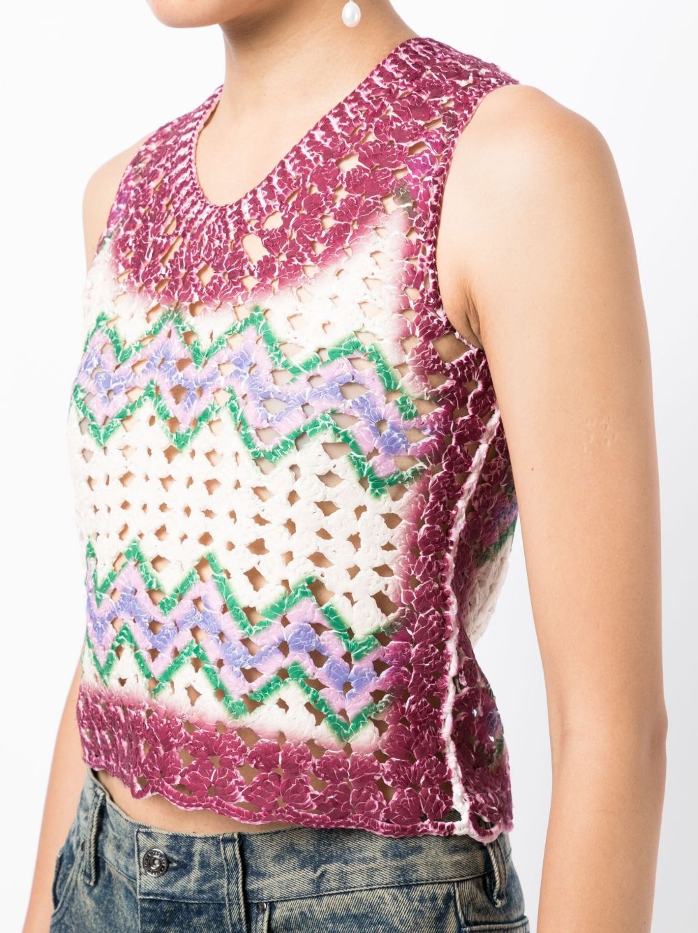 cut-out crew-neck tank top - 5