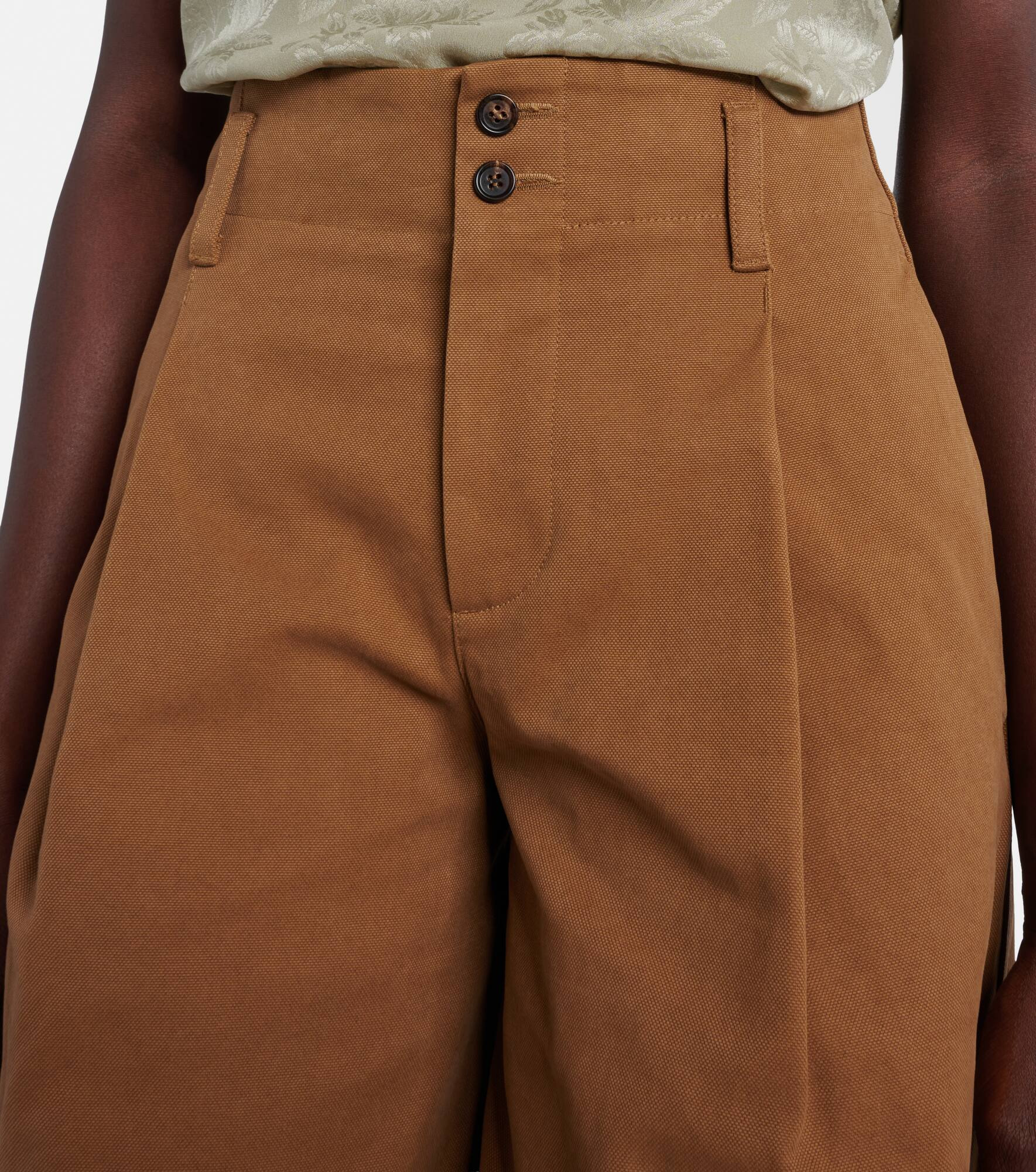 High-rise cotton canvas wide-leg pants - 4