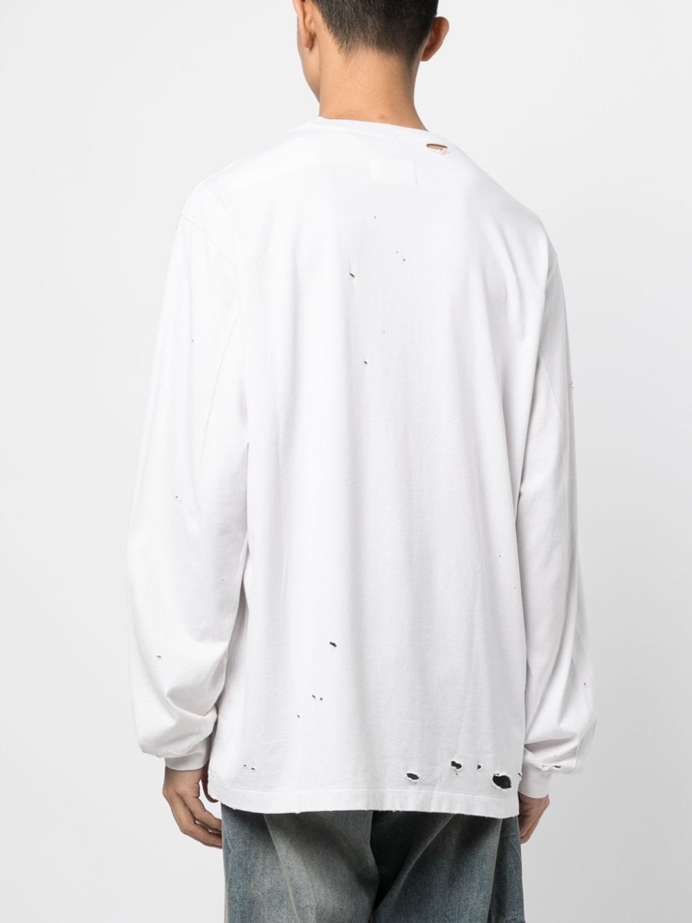 Bear distressed embroidered cotton T-shirt - 4