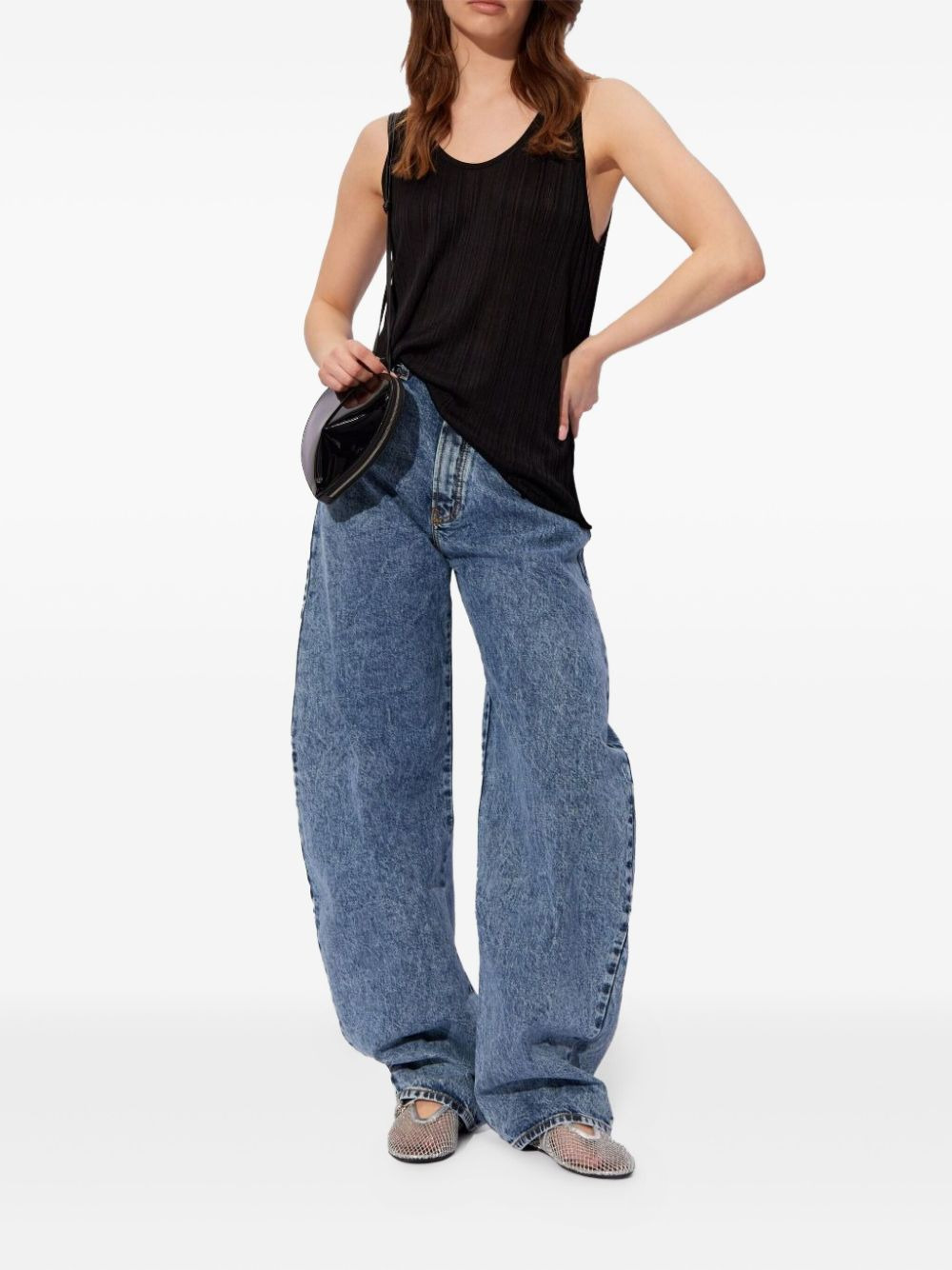 scoop-neck pleated tank top - 2