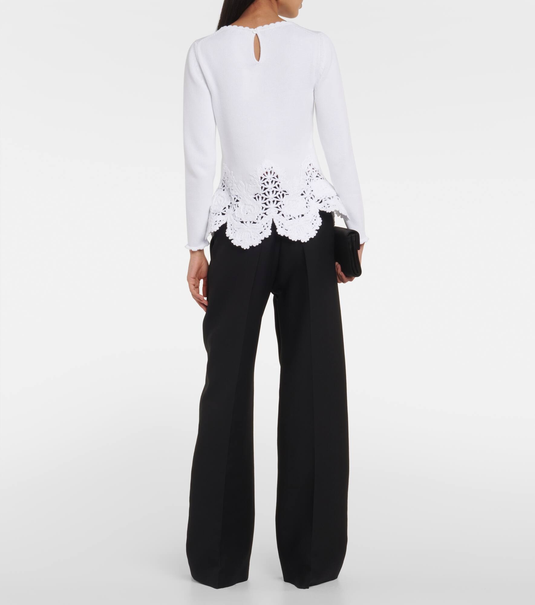 Lace-trimmed cotton sweater - 3