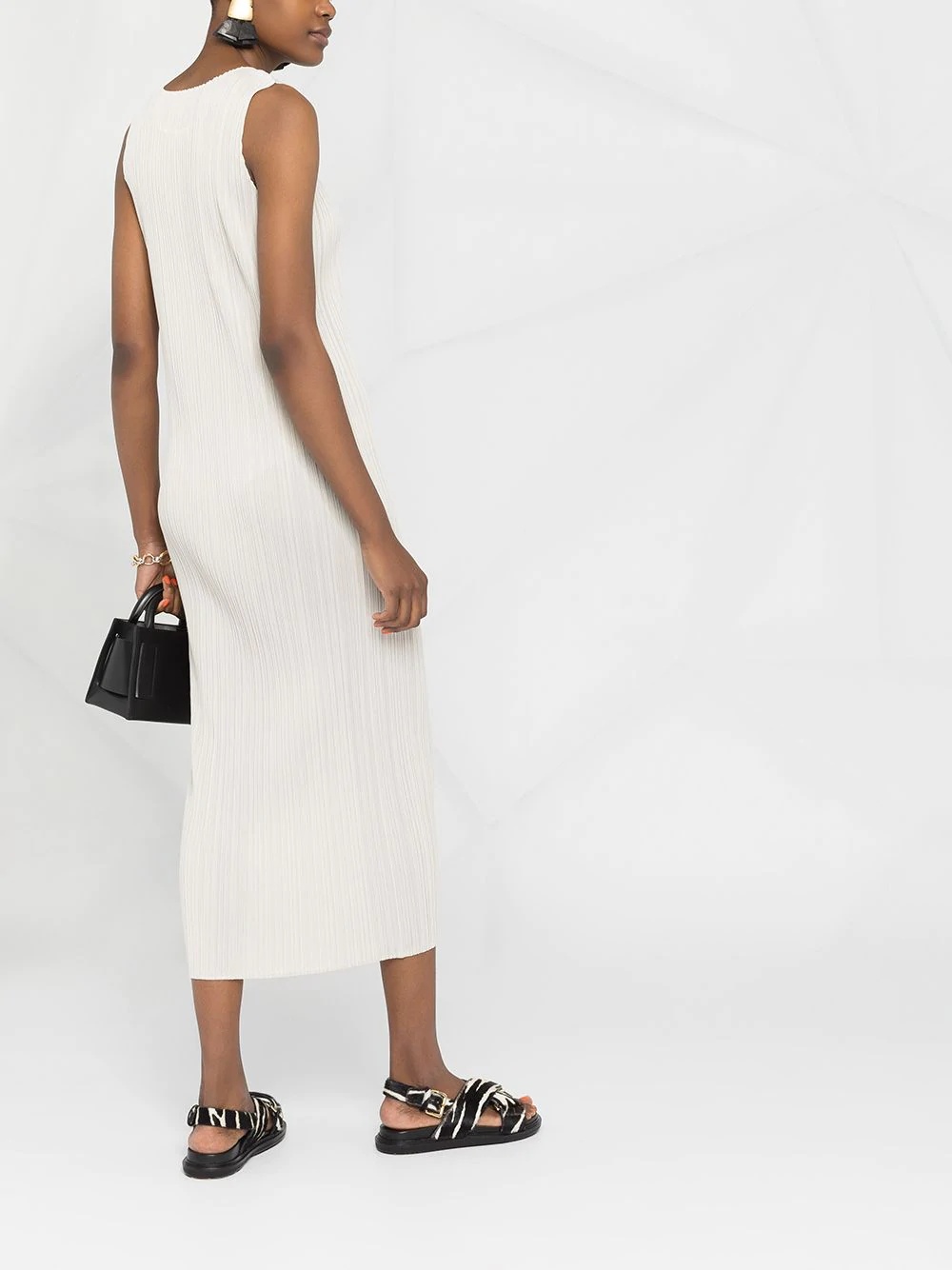 pleated sleeveless midi dress - 4