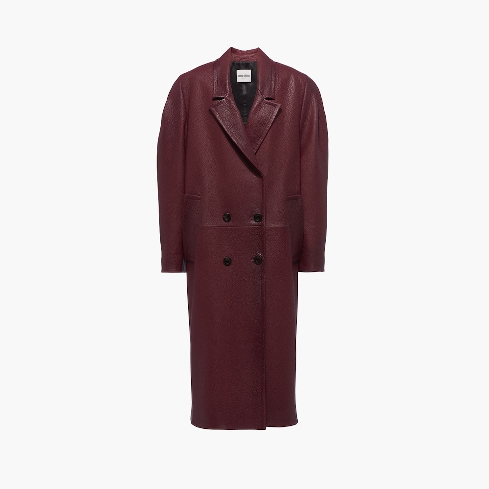 Oversized double-breasted nappa leather coat - 1