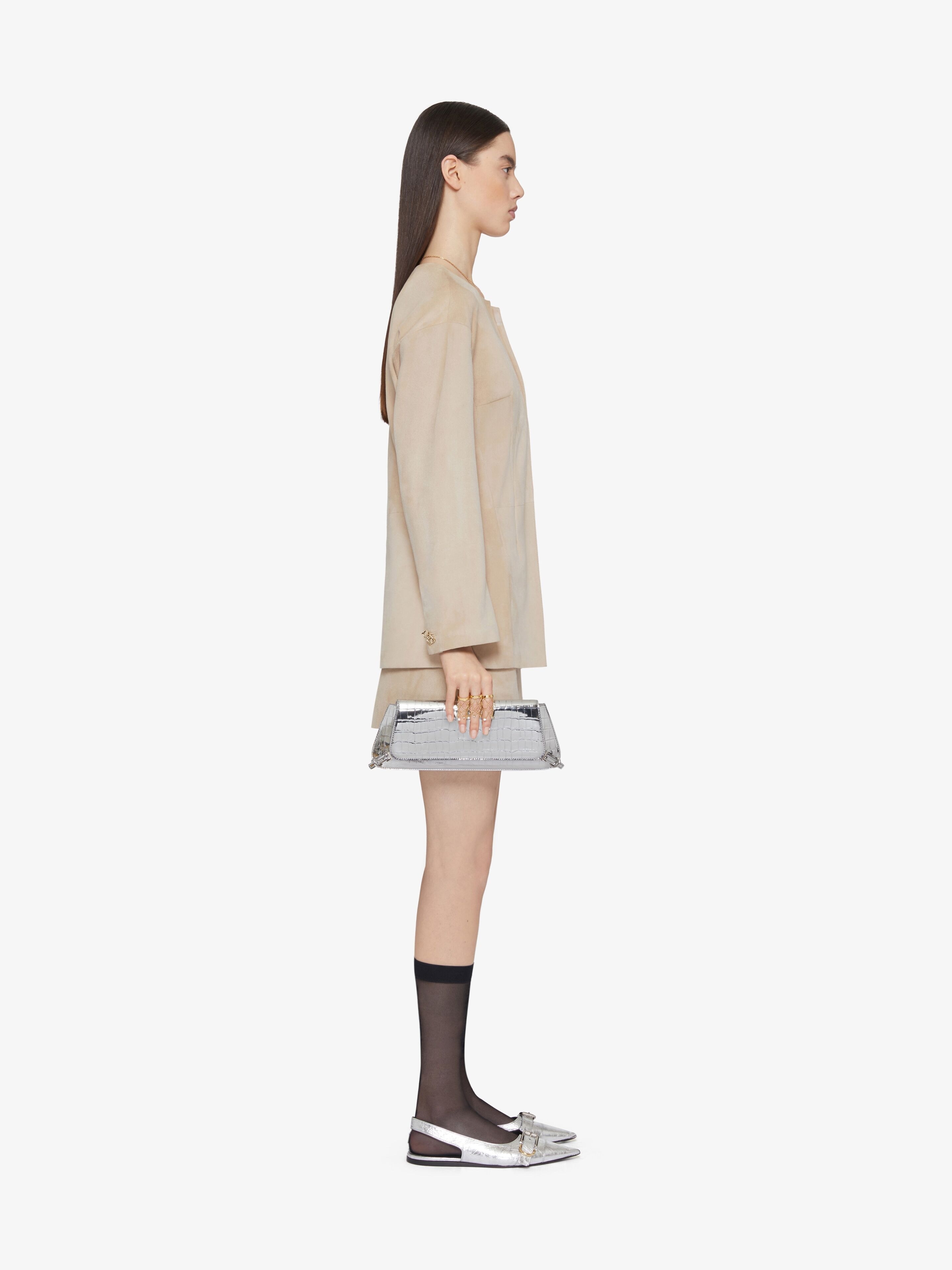 WRAP MINI SKIRT IN SUEDE WITH 4G DETAIL - 3