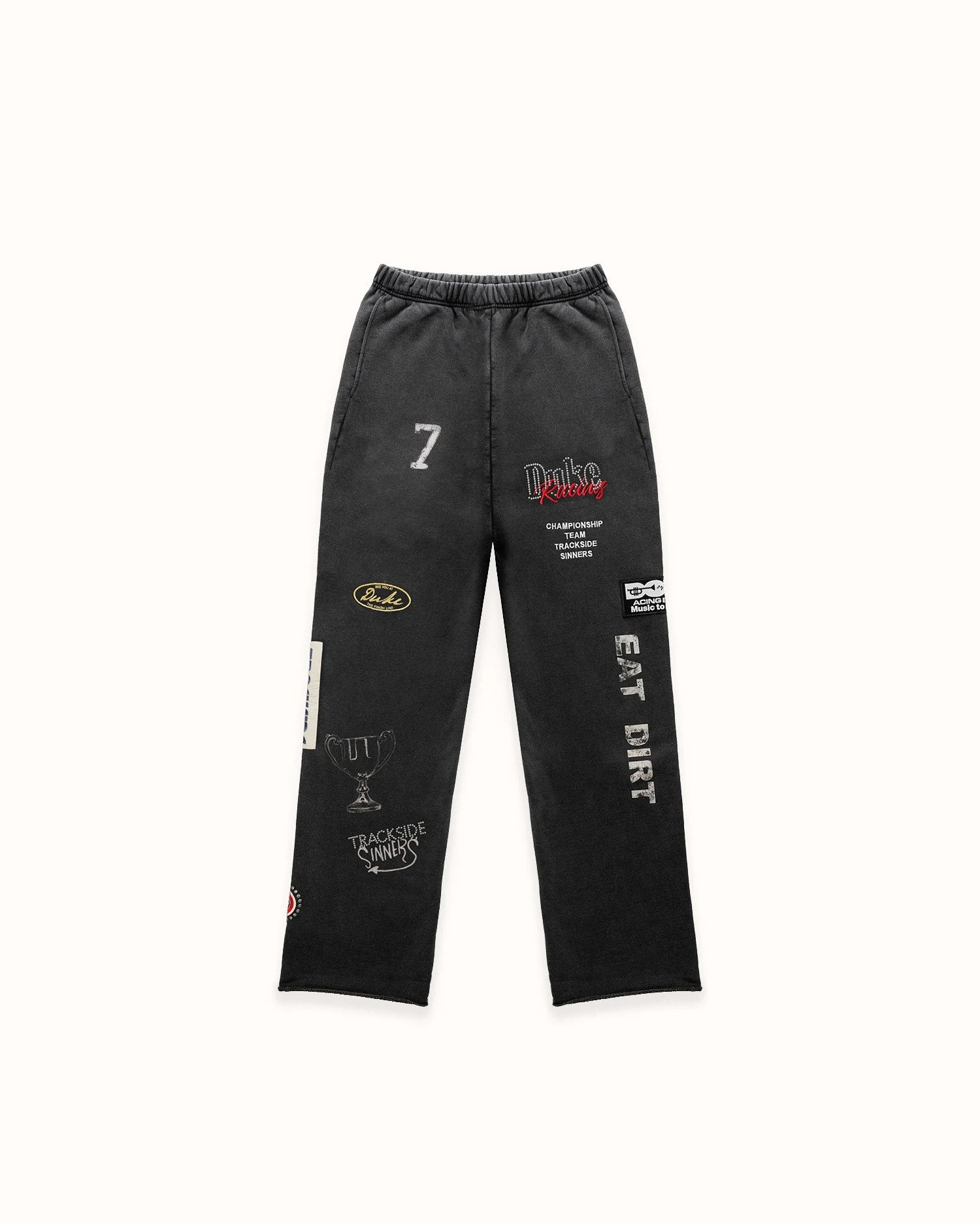 DR4 Embroidered Washed Black Sweat Pant - 1