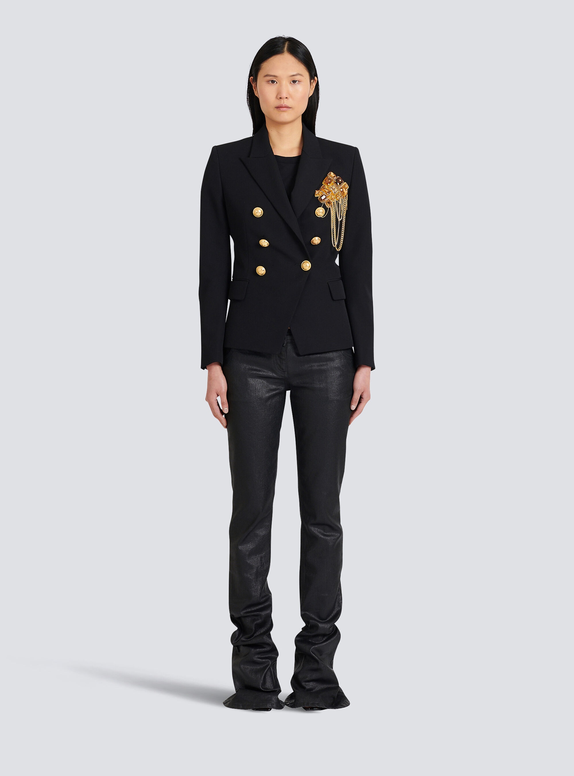 Wool jacket with embroidered jewel badge - 3